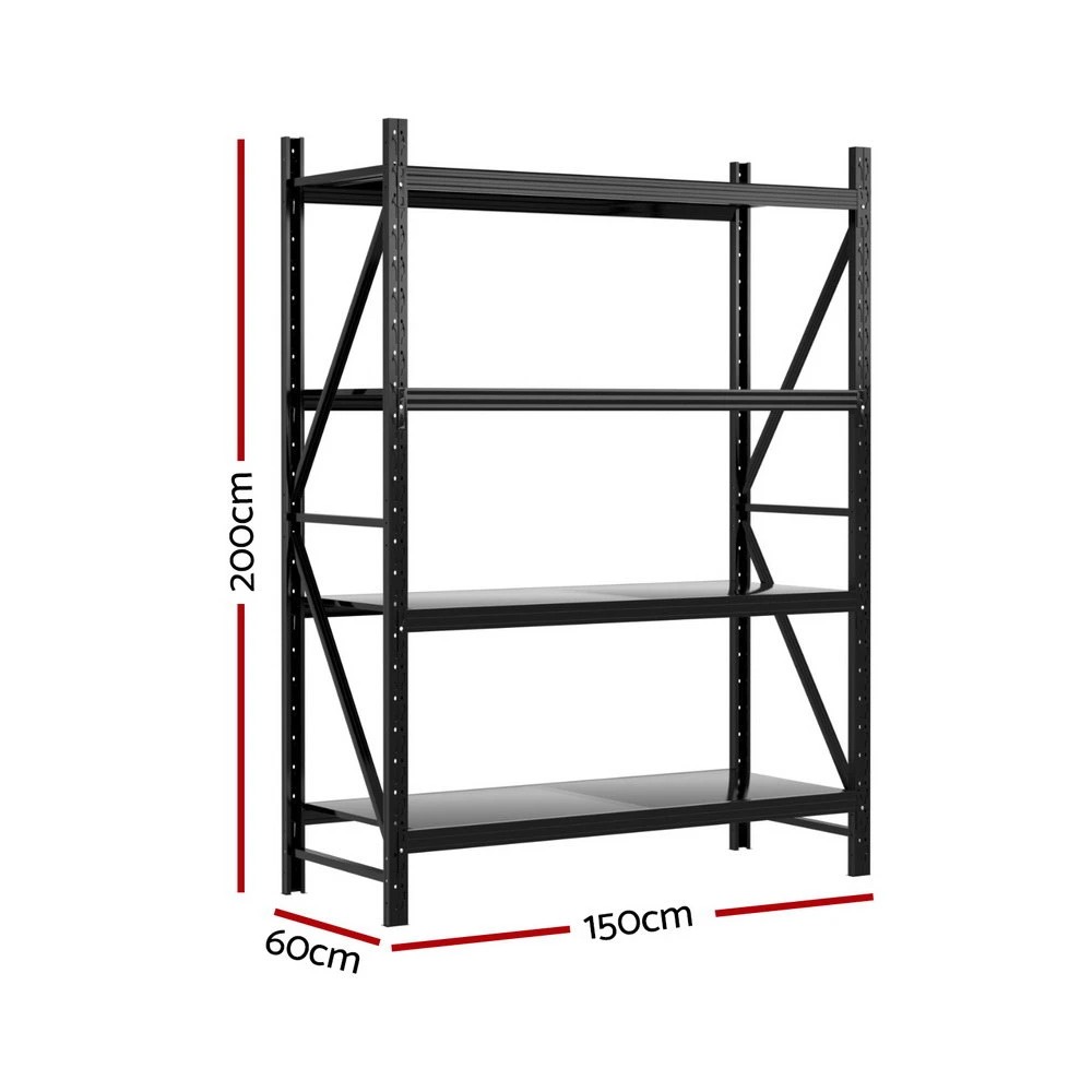 2 2Mx1.5M Giantz Garage Shelving Warehouse Rack - Black, 2 of 6