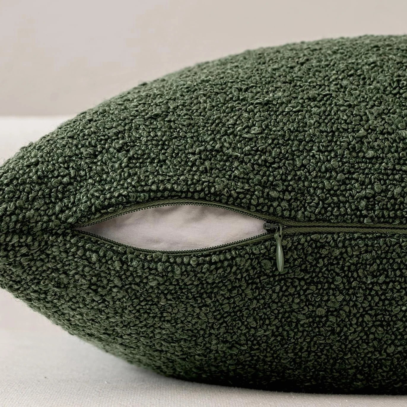 3 Gioia Casa 2-Pack Bouclé Cushion Covers 30x50cm - Forest Green, 3 of 3