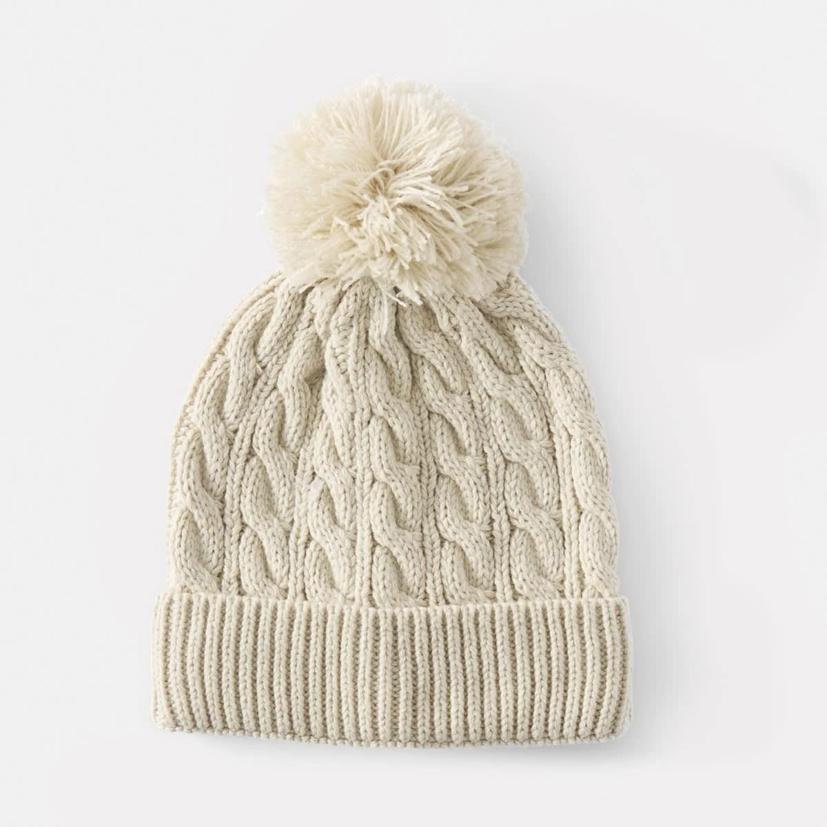 1 Cable Beanie Wht Egret, 1 of 3