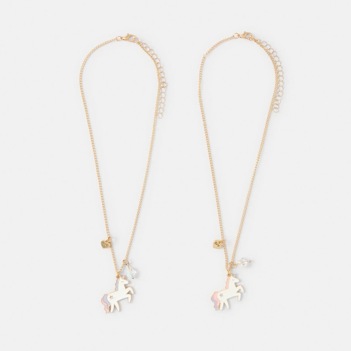 1 2 Pack BFF Unicorn Necklace - Pink, Purple, White and Gold Tone, 1 of 3