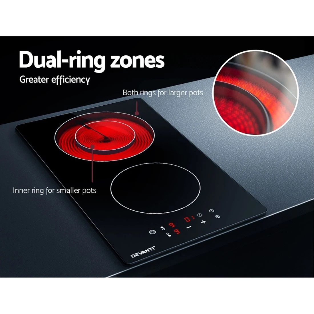 5 Devanti Electric Ceramic Cooktop 30cm - Black, 5 of 7