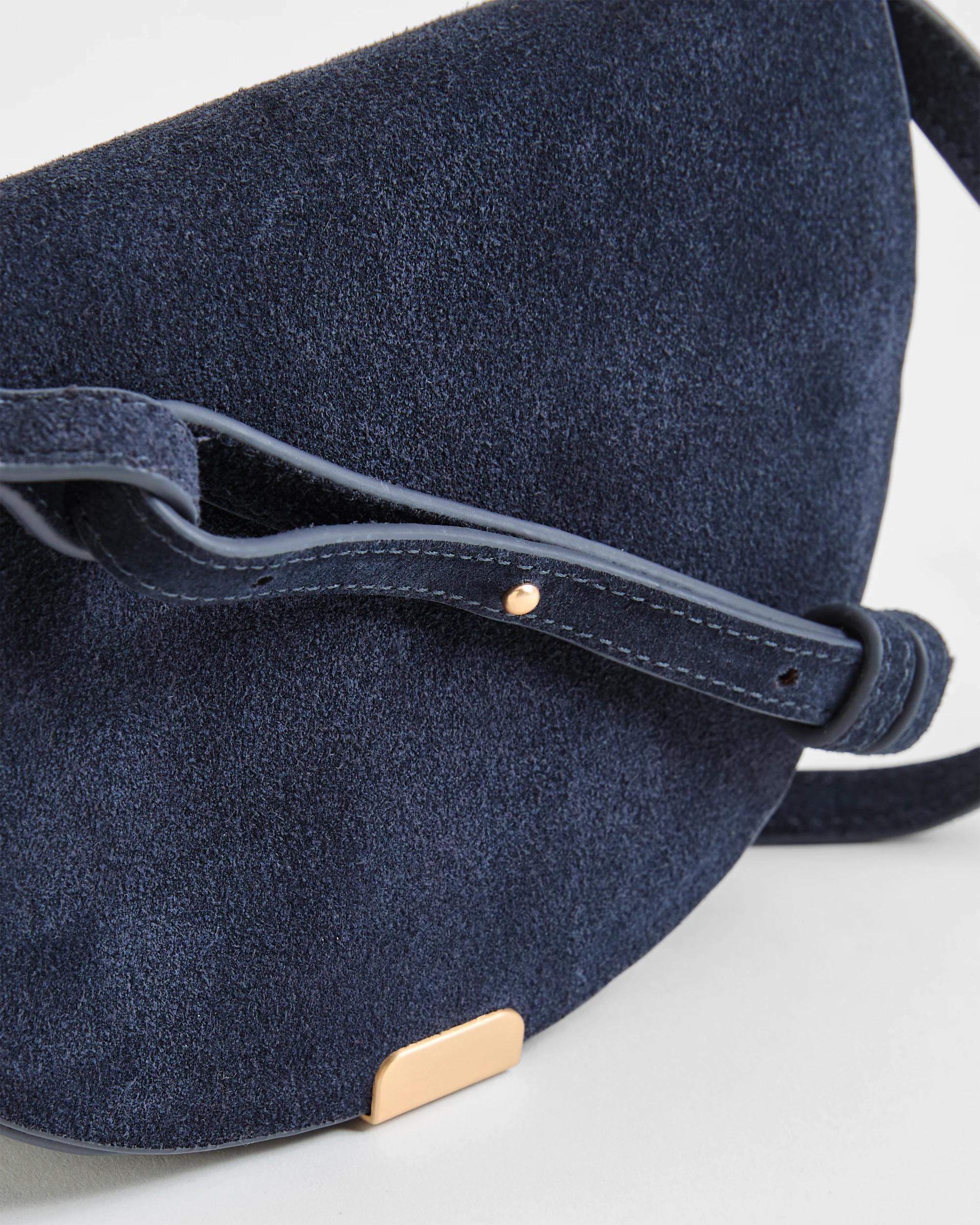 2 Target Woman Premium Suede Leather Mini Crossbody Saddle Bag NAVY, 2 of 2