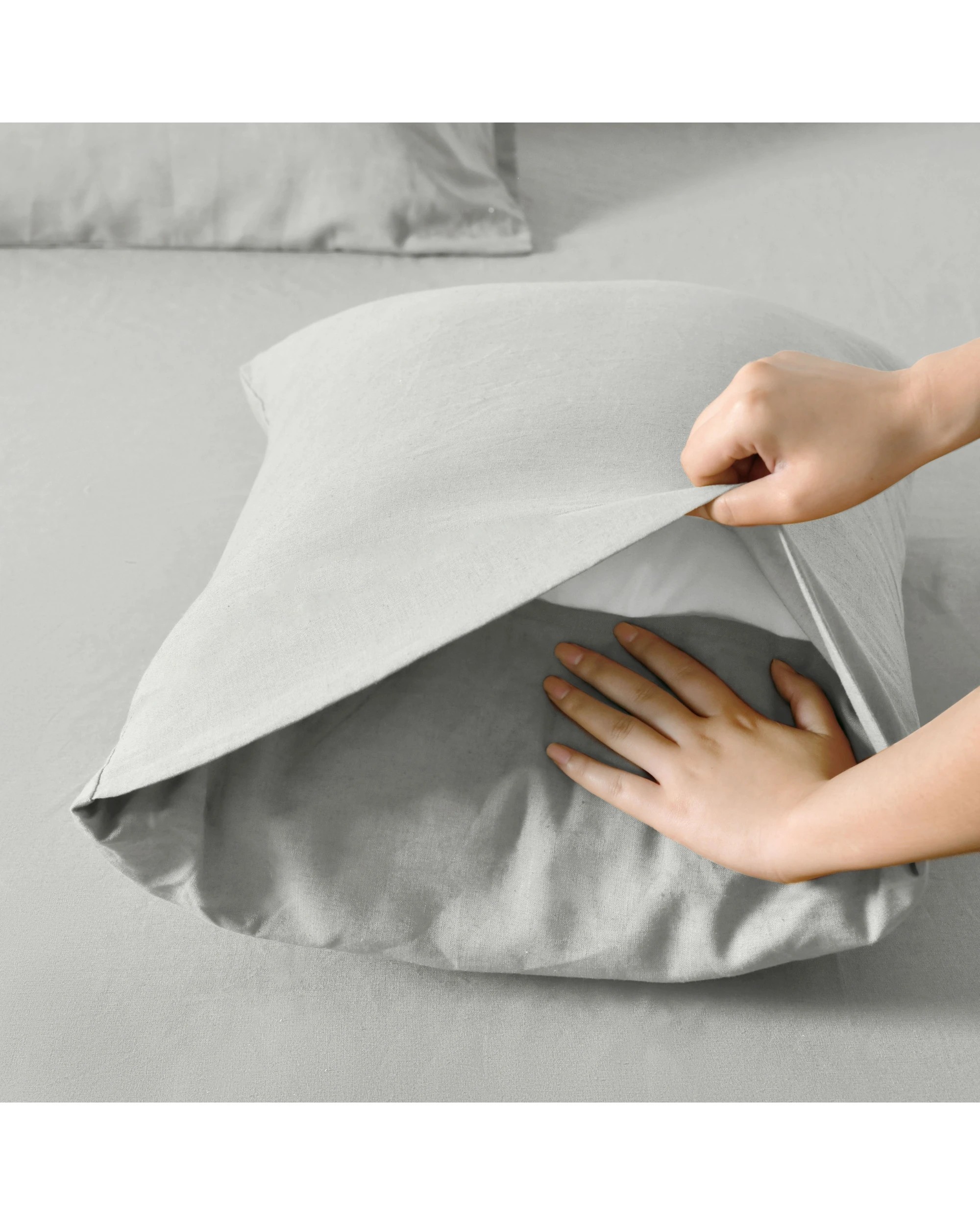 5 Dreamaker Linen Cotton Quilt Cover Set - Single Bed - Dove Grey, 5 of 7