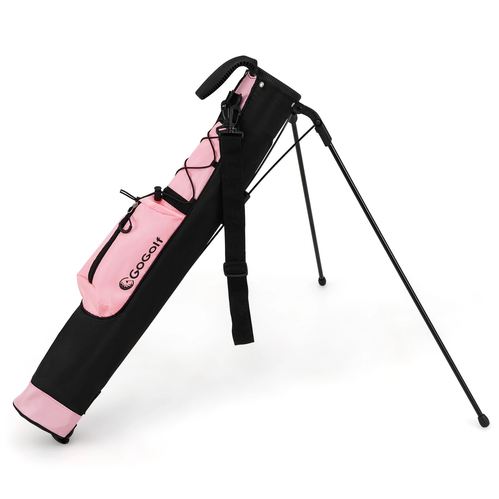 1 Costway Portable Golf Stand Bag w/Shoulder Strap Pocket & Bottle Holder Golf Carry Bag - Pink, 1 of 1