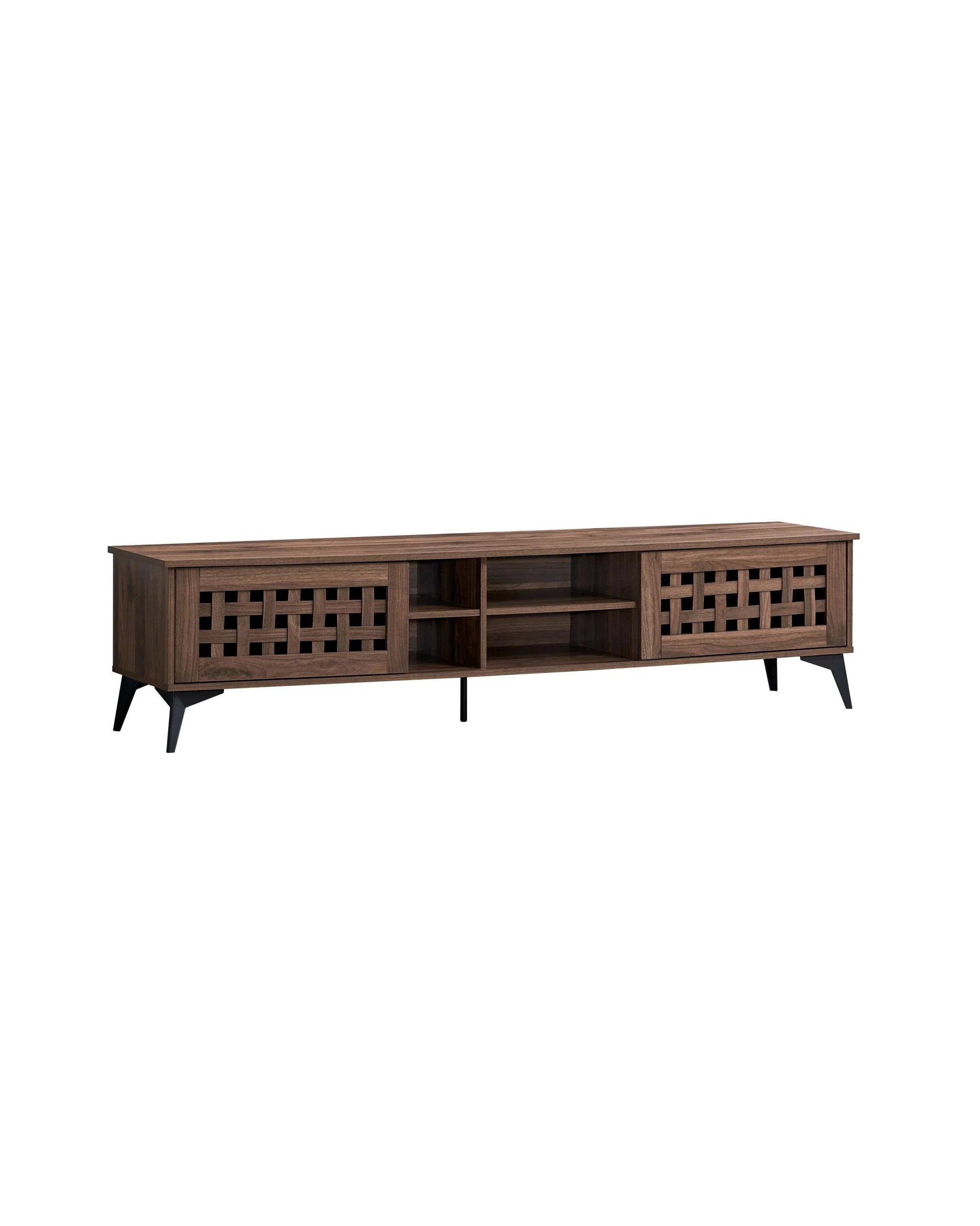 1 Kodu Entertainment Unit TV Cabinet TV Stand 180cm 2 Doors Walnut - Brown, 1 of 4