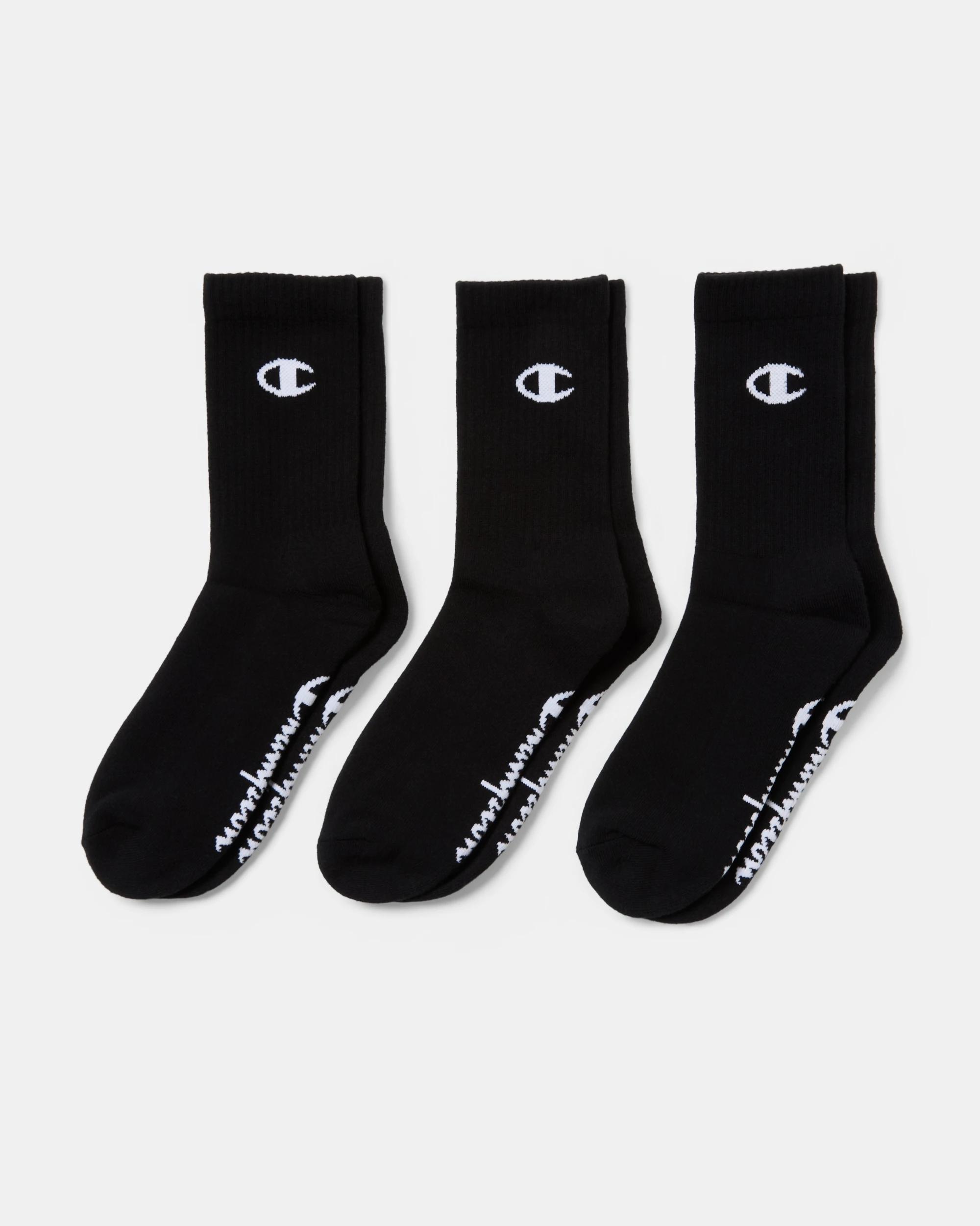 1 3 Pack Champion Script License Crew Socks Black, 1 of 3
