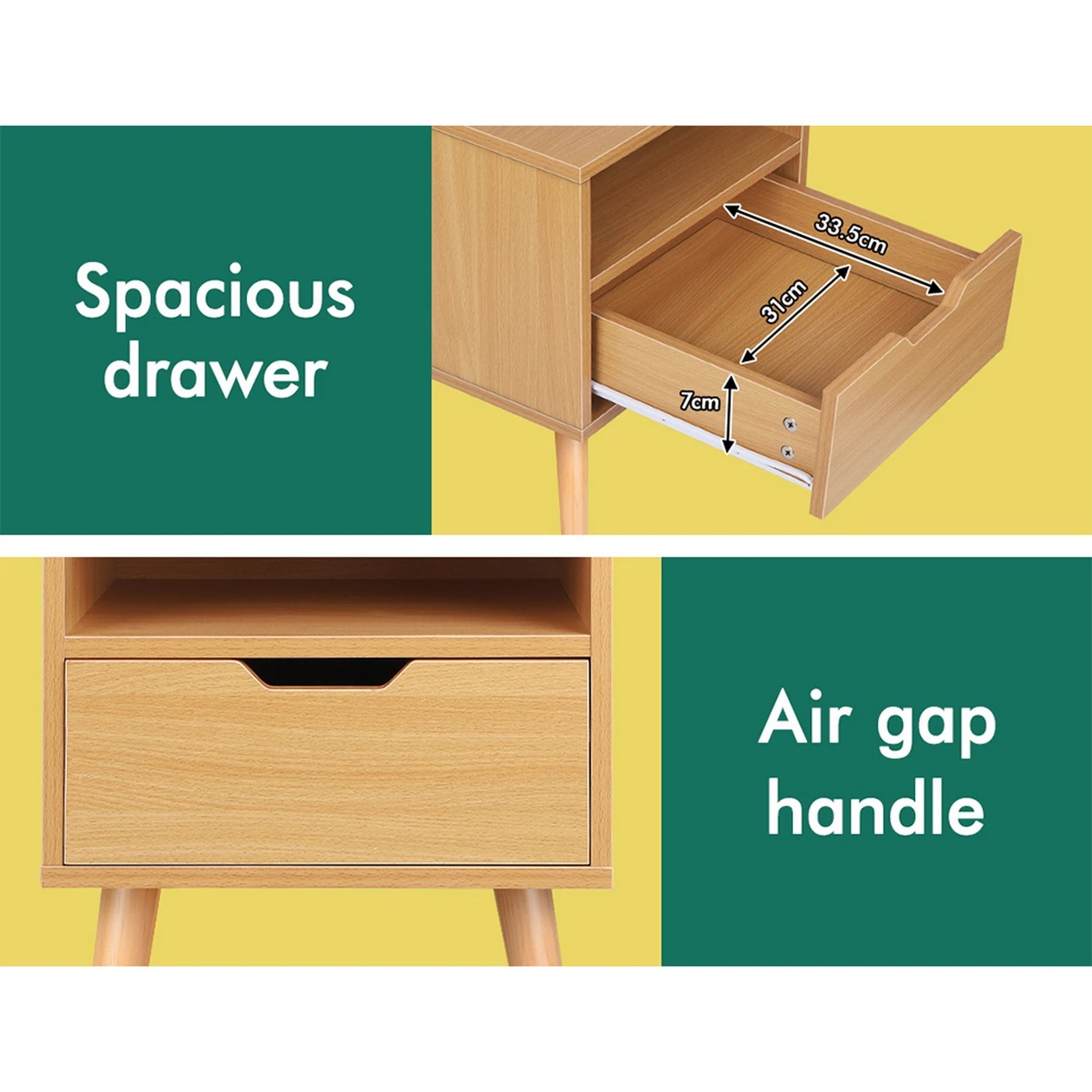 8 Alfordson Bedside Table Nightstand Side Storage Cabinet Scandinavian - Wood, 8 of 9