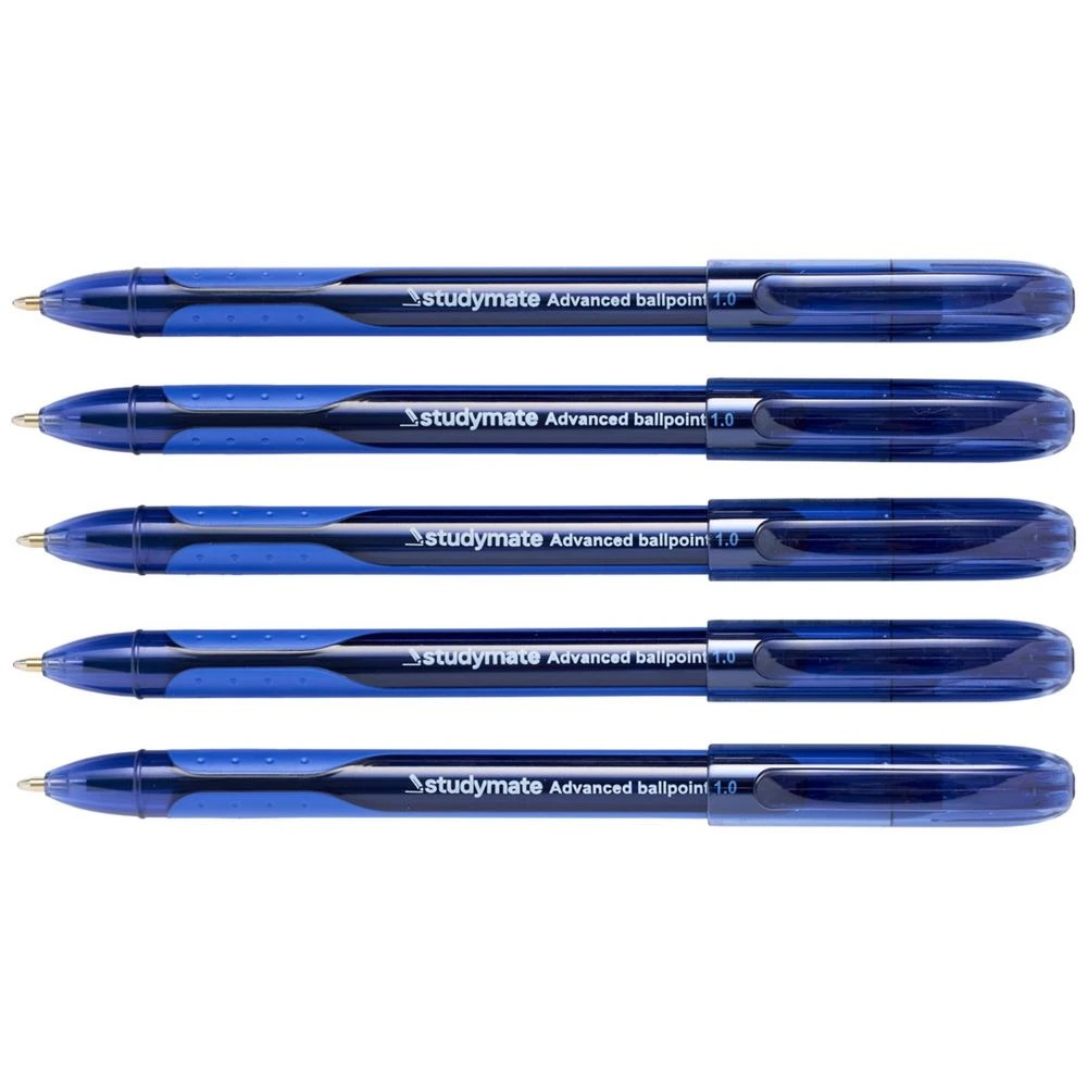 3 Studymate 1mm Semi-Gel Capped Ballpoint Pen Blue 5 Pack, 3 of 3