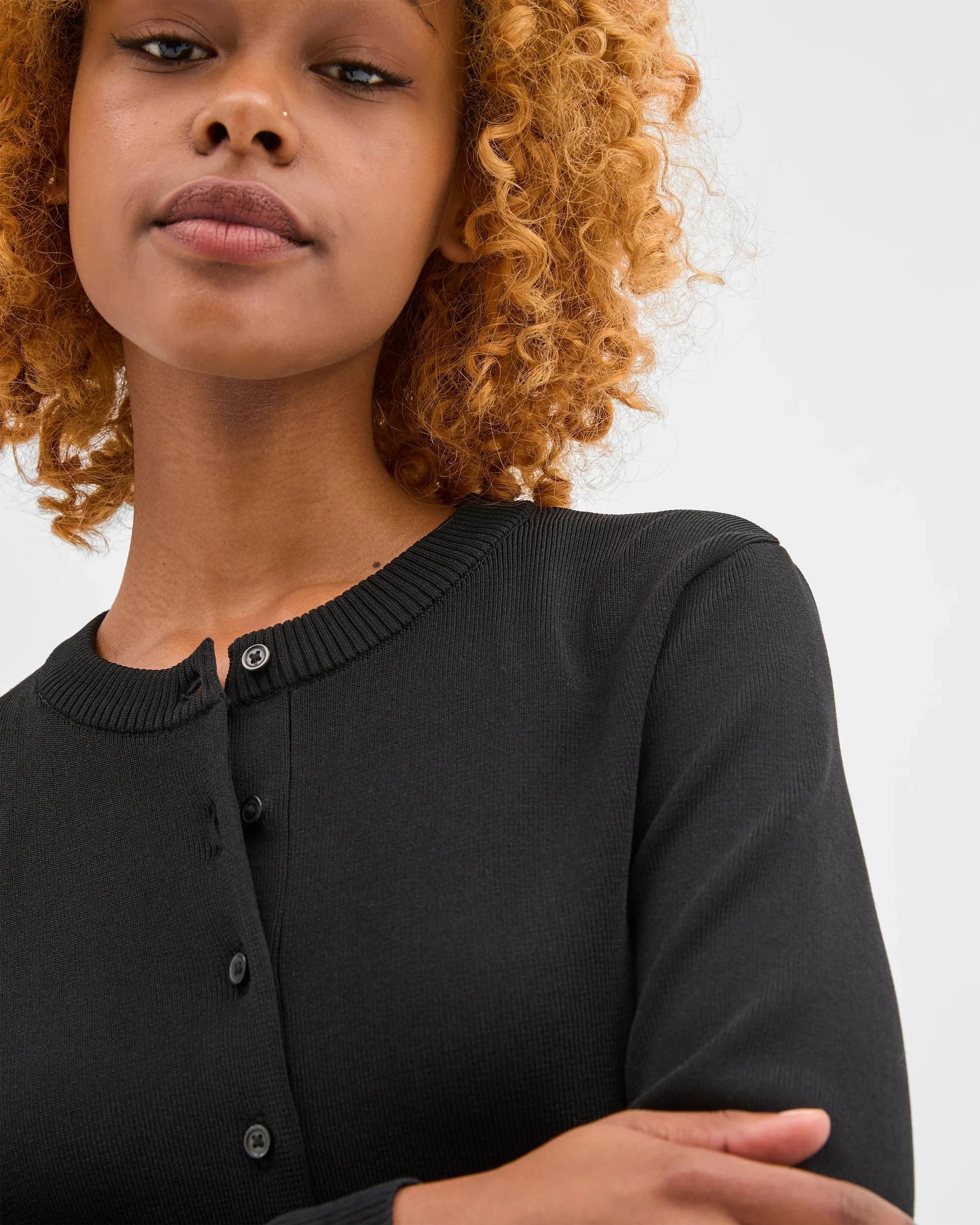 5 Target Petites Crepe Knit Cardigan BLACK, 5 of 5