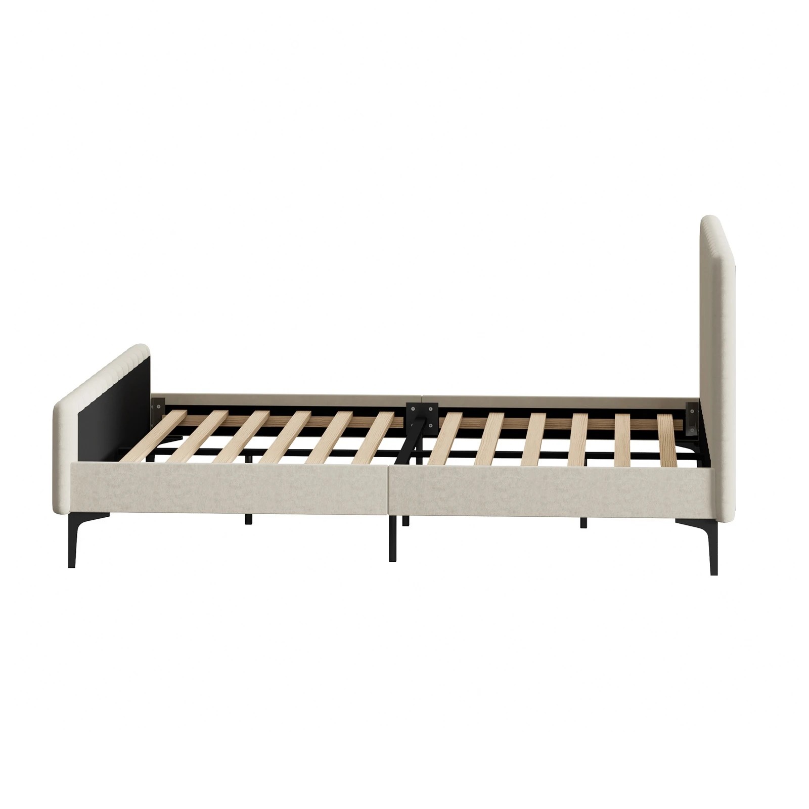 9 Oikiture Queen Bed Frame Beds Platform Velvet
 - Beige, 9 of 10