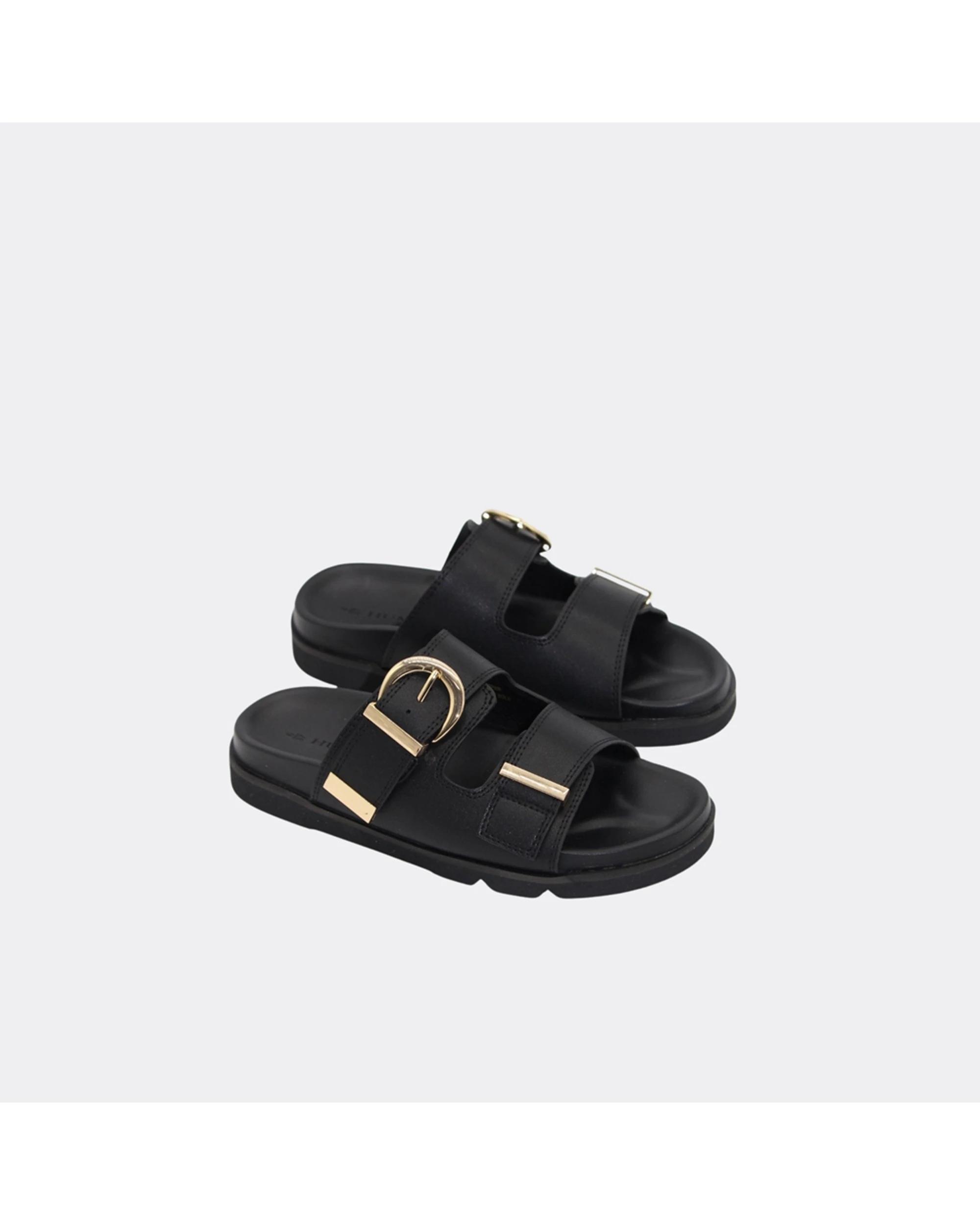 4 Human Shoes Nelly Womens Sandal Double Strap Adjustable Buckle Choc BLACK, 4 of 5