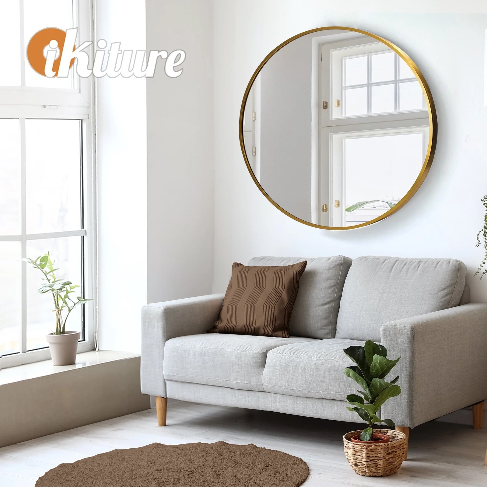 5 Oikiture Wall Mirrors Round Makeup Mirror Vanity Home Decorative 80cm
 - Gold, 5 of 9