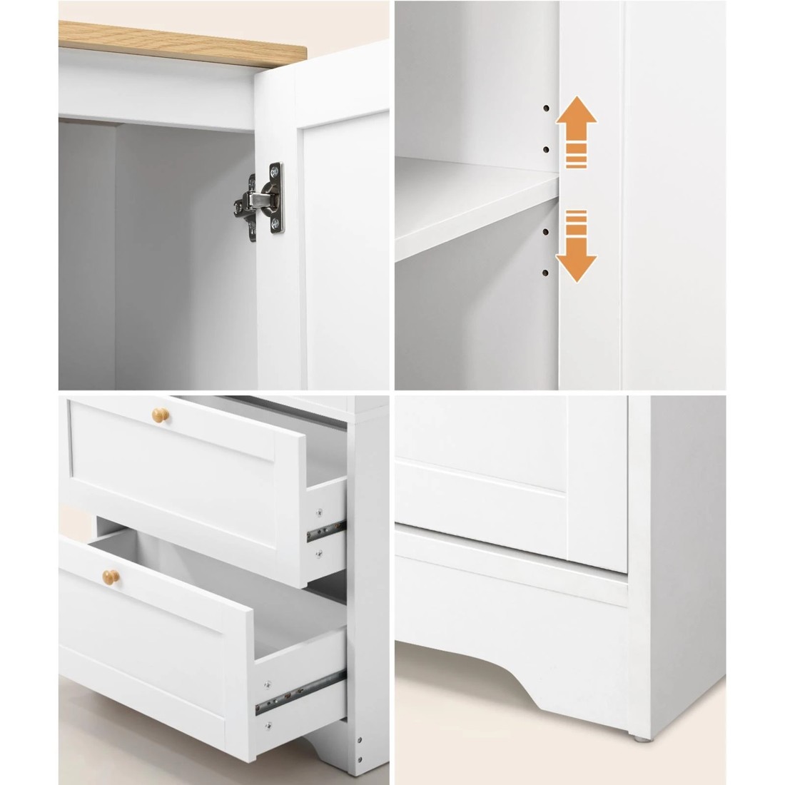 4 Oikiture Buffet Sideboard Storage Cabinet Kitchen Cupboard Wardrobe
 - White, 4 of 10