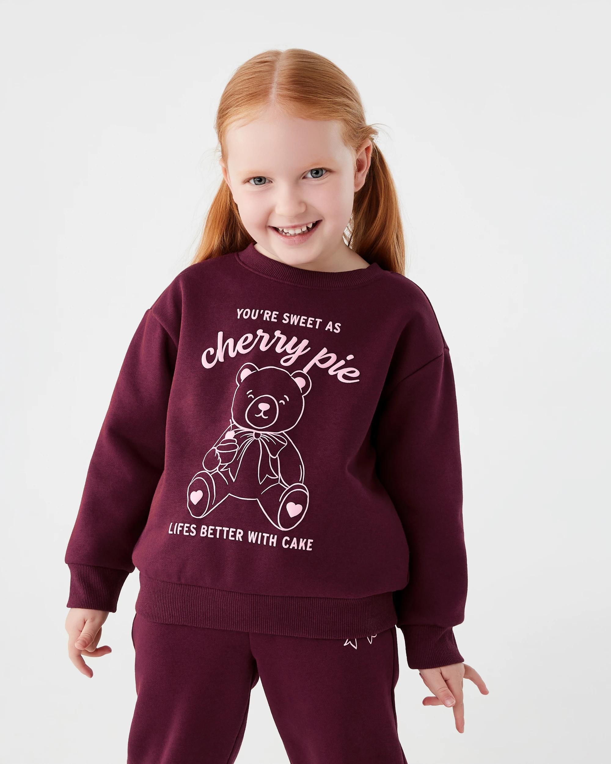 1 Print Crew Sweater Red Teddy, 1 of 7