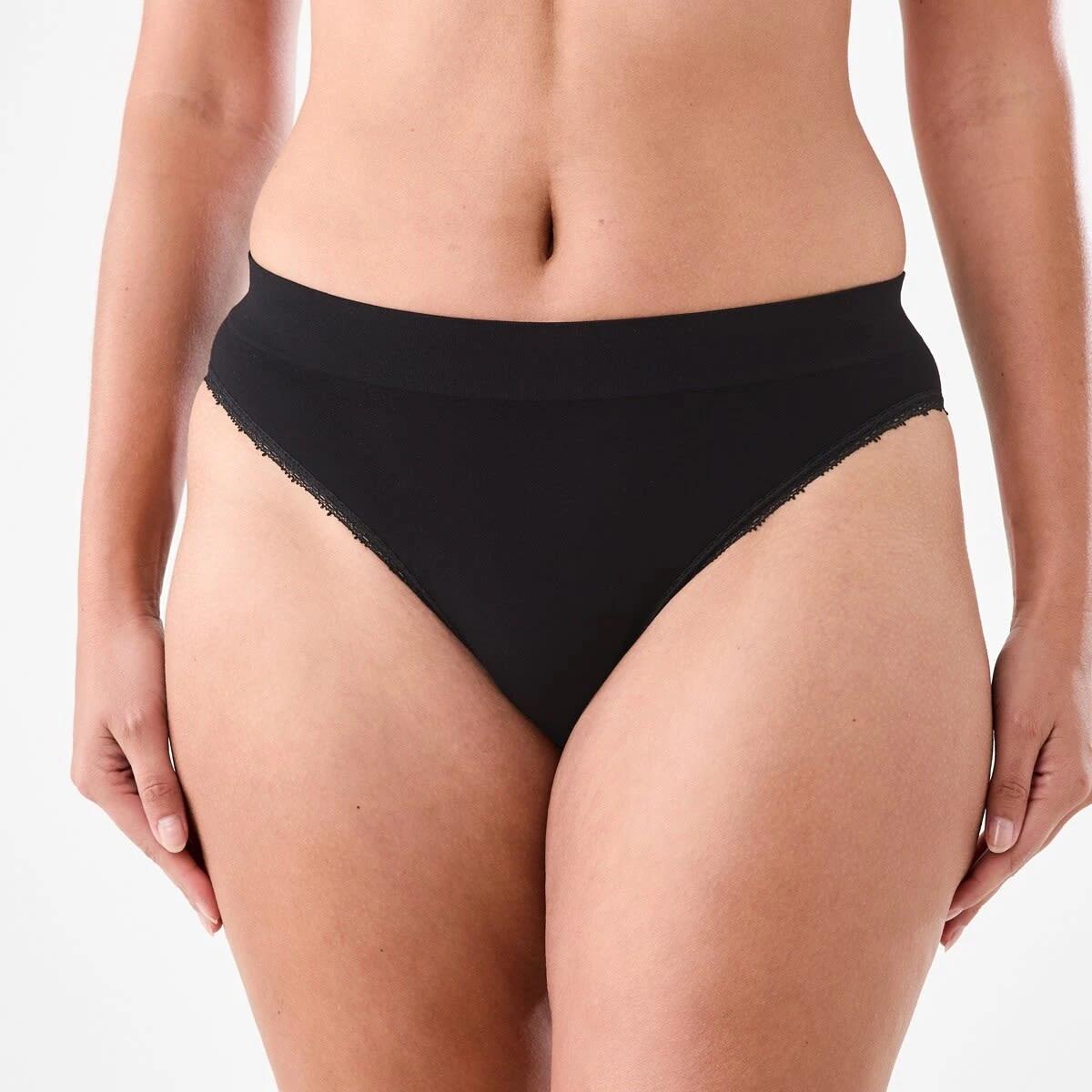 5 3 Pack Seamfree Bamboo Lace Bikini Briefs BLACK, BLACK, BLACK, 5 of 9