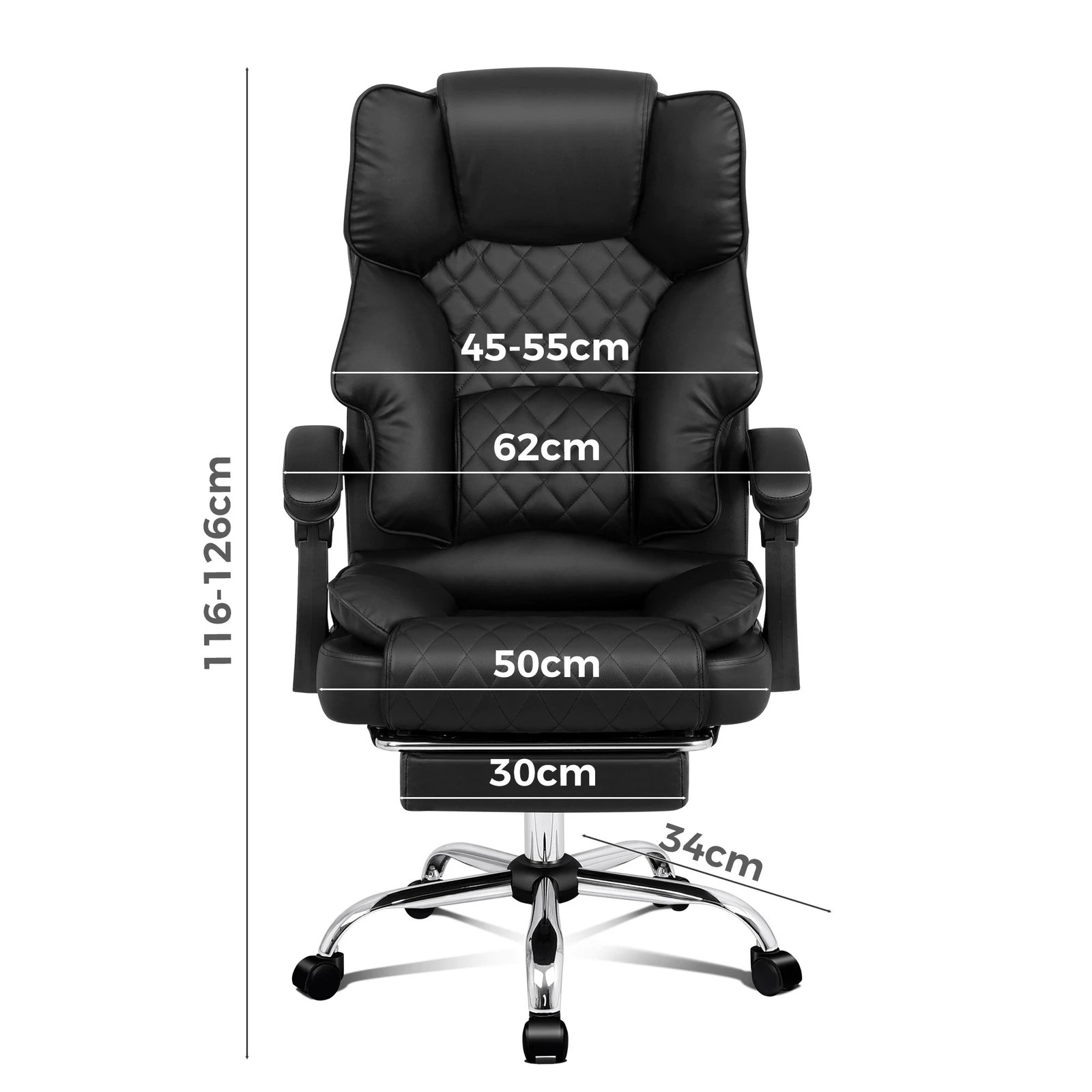 2 Alfordson Office Chair Gaming Executive Computer Racer PU Leather Seat Recliner - Black, 2 of 10