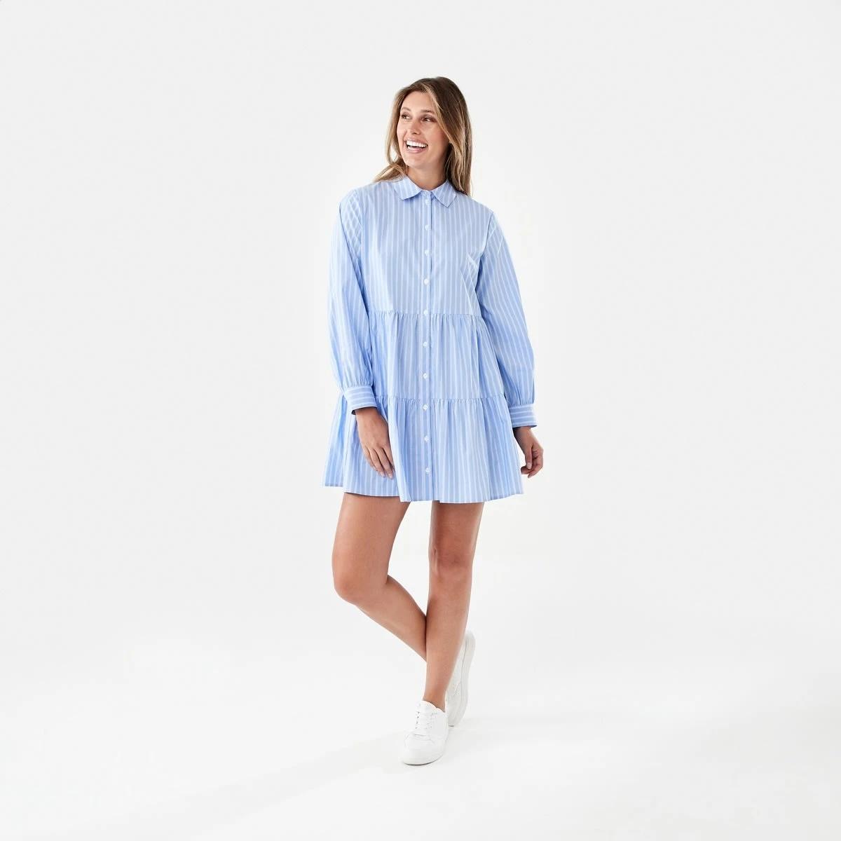 9 Long Sleeve Button Shirt Mini Dress Tina Strp, 9 of 9