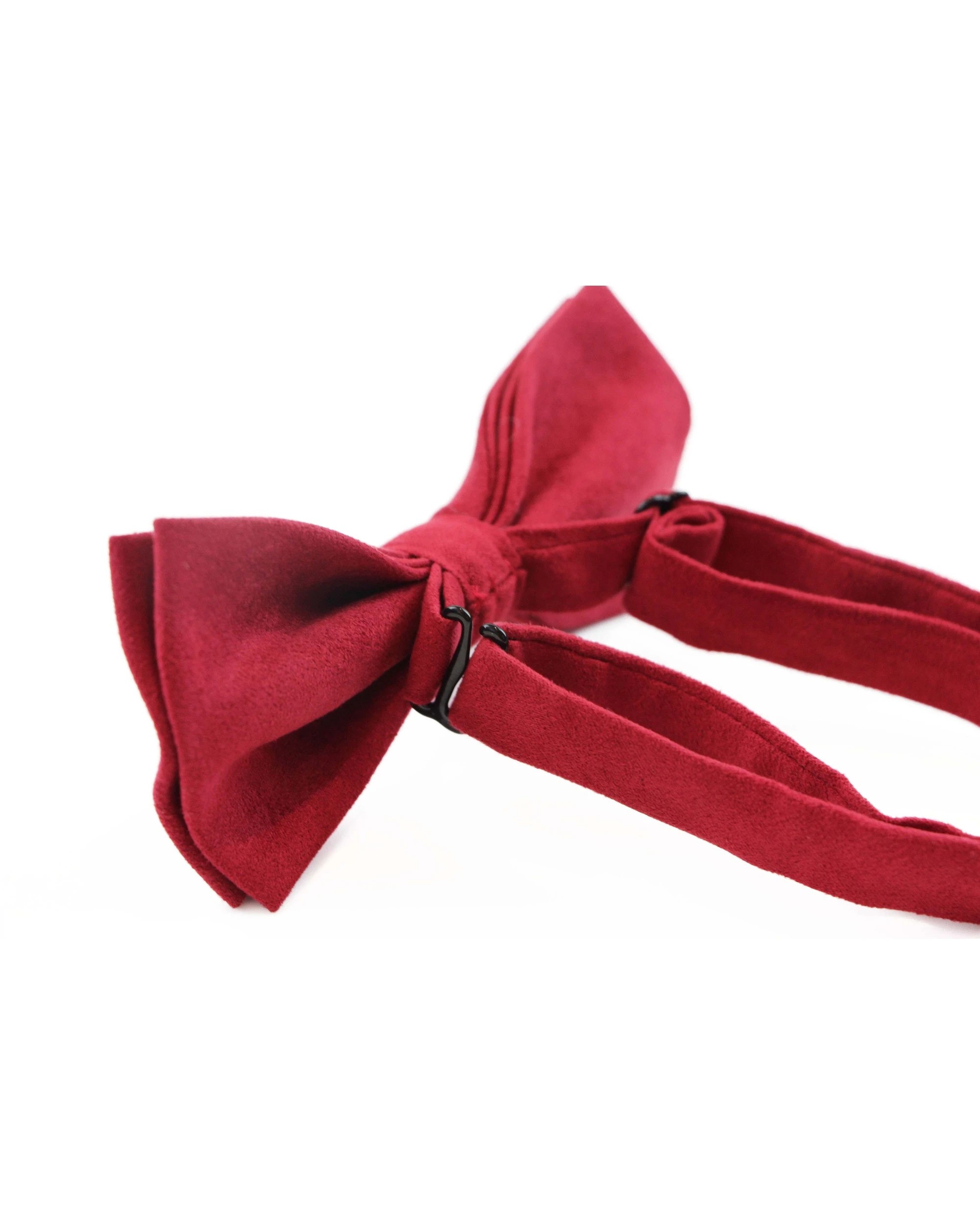 2 Zasel Mens Red Velvet Plain Colour Bow Tie, 2 of 2