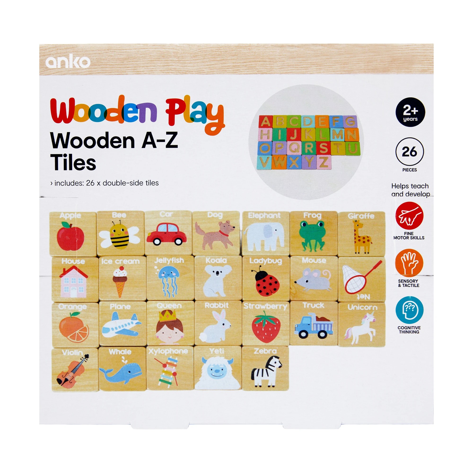 8 26 Piece Wooden A-Z Tiles Playset, 8 of 8