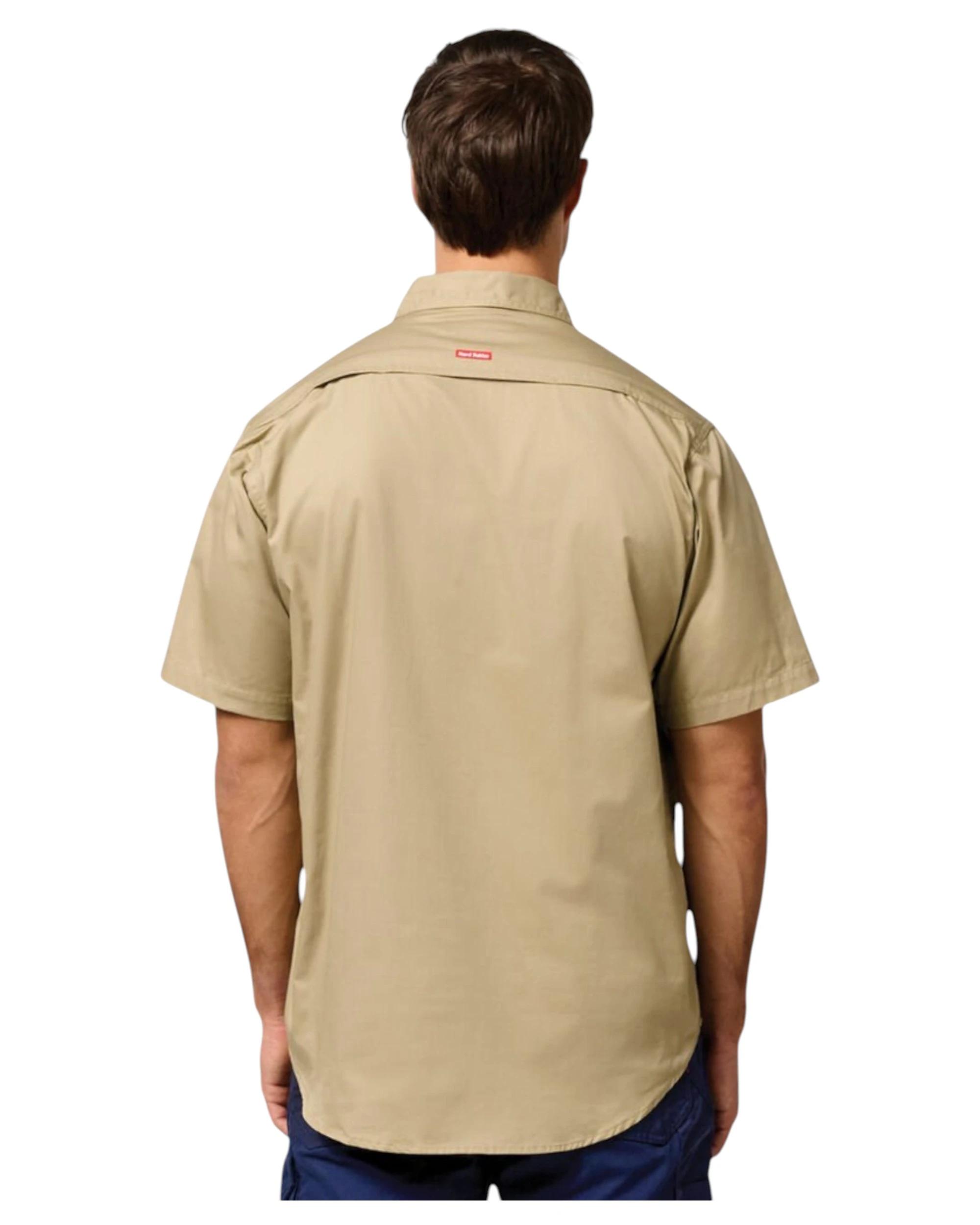 5 Hard Yakka 2 Pack Mens Short Sleeve Lightweight Drill Ventilated Shirt KHAKI, 5 of 6