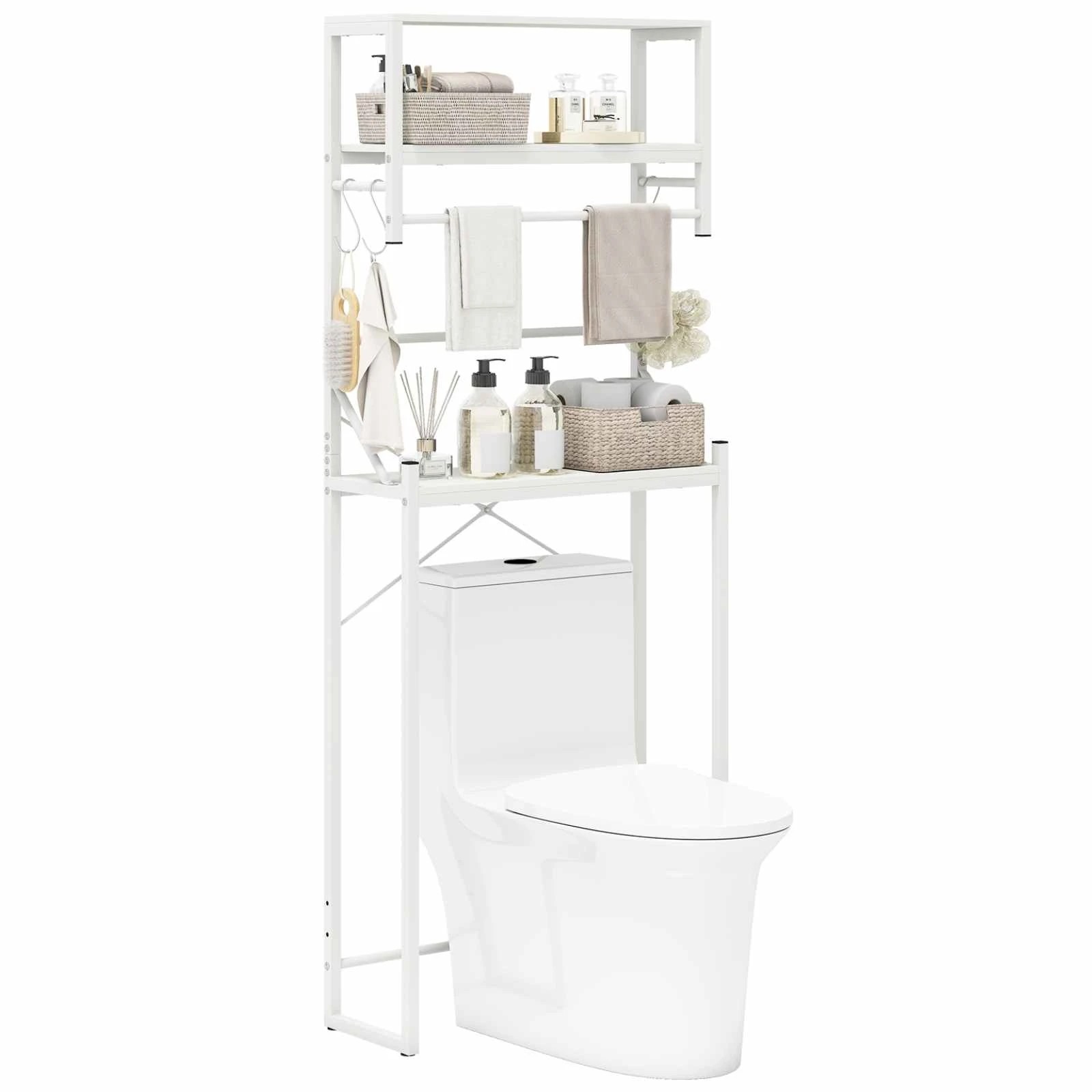 5 Costway Over Toilet Storage Rack Bathroom Cabinet Open Shelf w/Towel Holder Laundry Organizer, 5 of 5