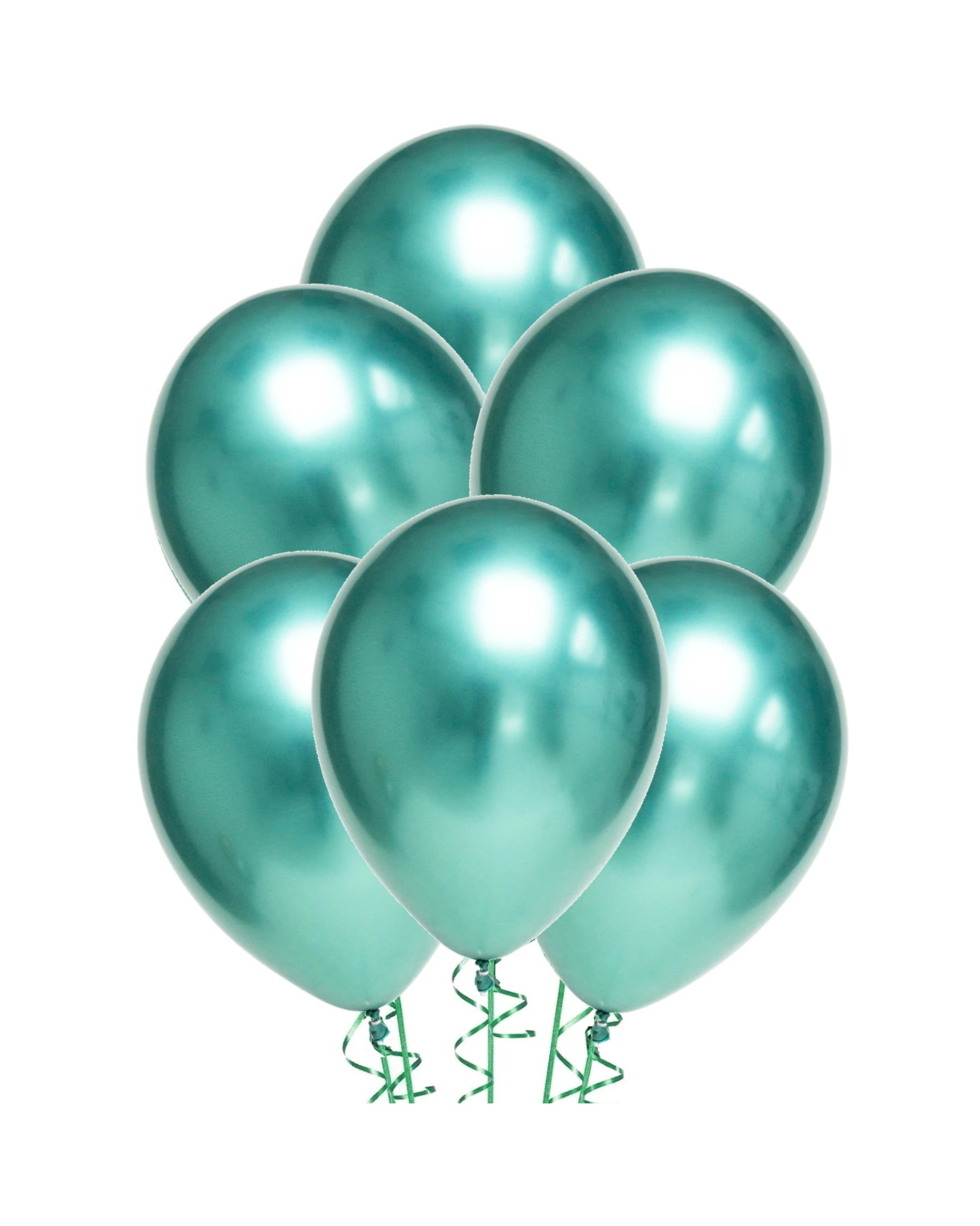 1 Partyrama Chrome Teal Balloons 30cm Round Pack of 10 - Green, 1 of 1