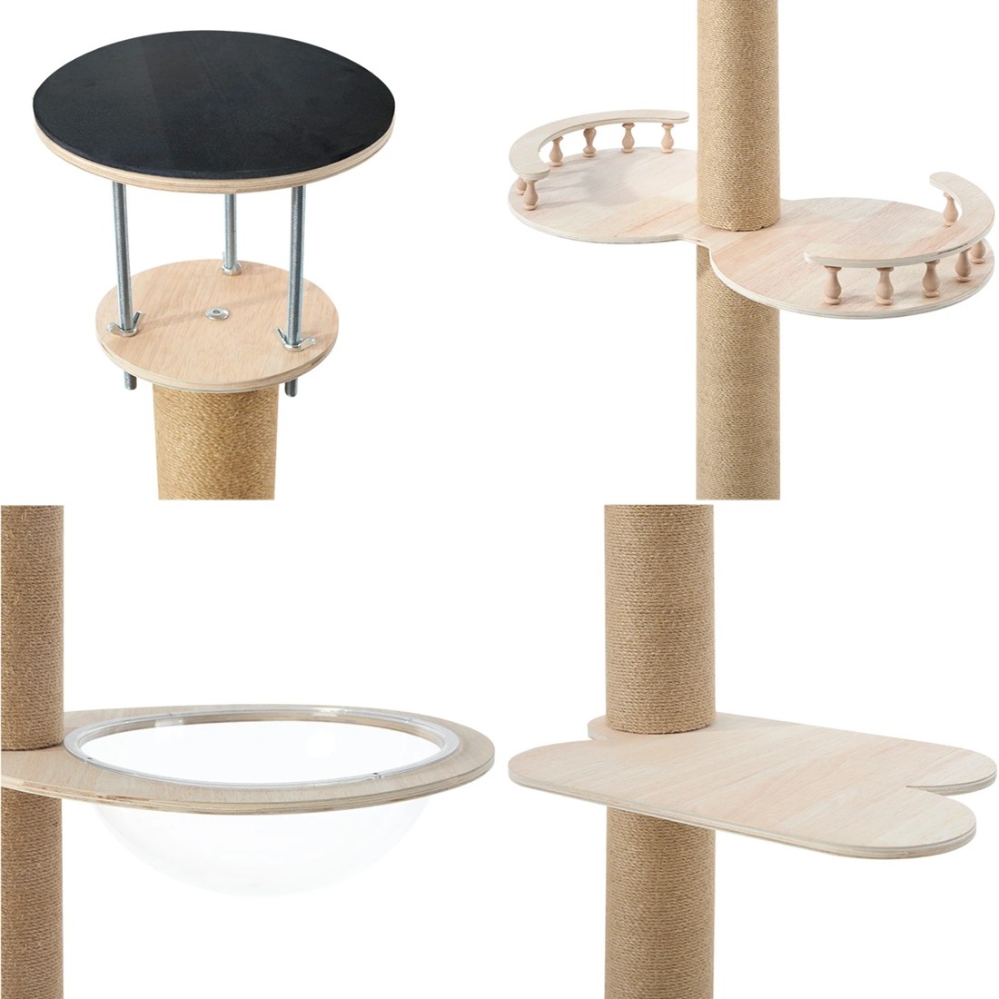 4 Alopet Cat Tree Wood Tower Scratching 300cm Post Scratcher Floor to Ceiling
 - natural, 4 of 9