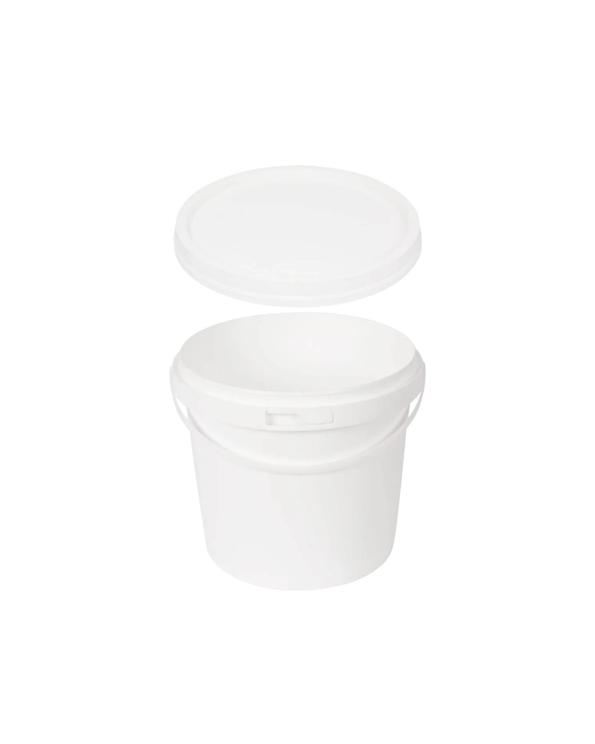 2 Kitchee 10x 1.2L Plastic Buckets + Lids - Empty Food Grade Tub Handle White, 2 of 3