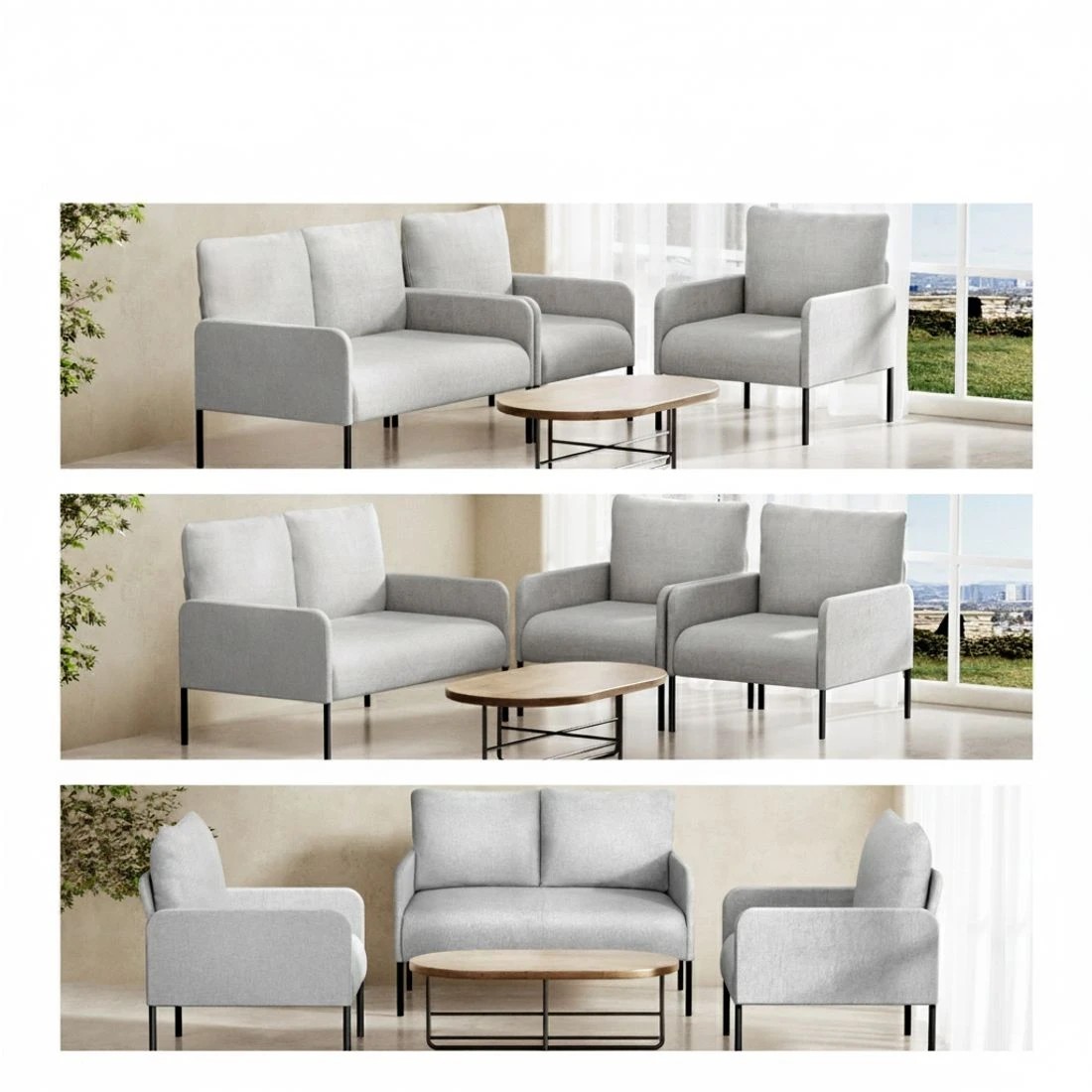 5 Artiss Armchair 4 Seater Sofa Set Pillow Gery Kane - Grey, 5 of 5