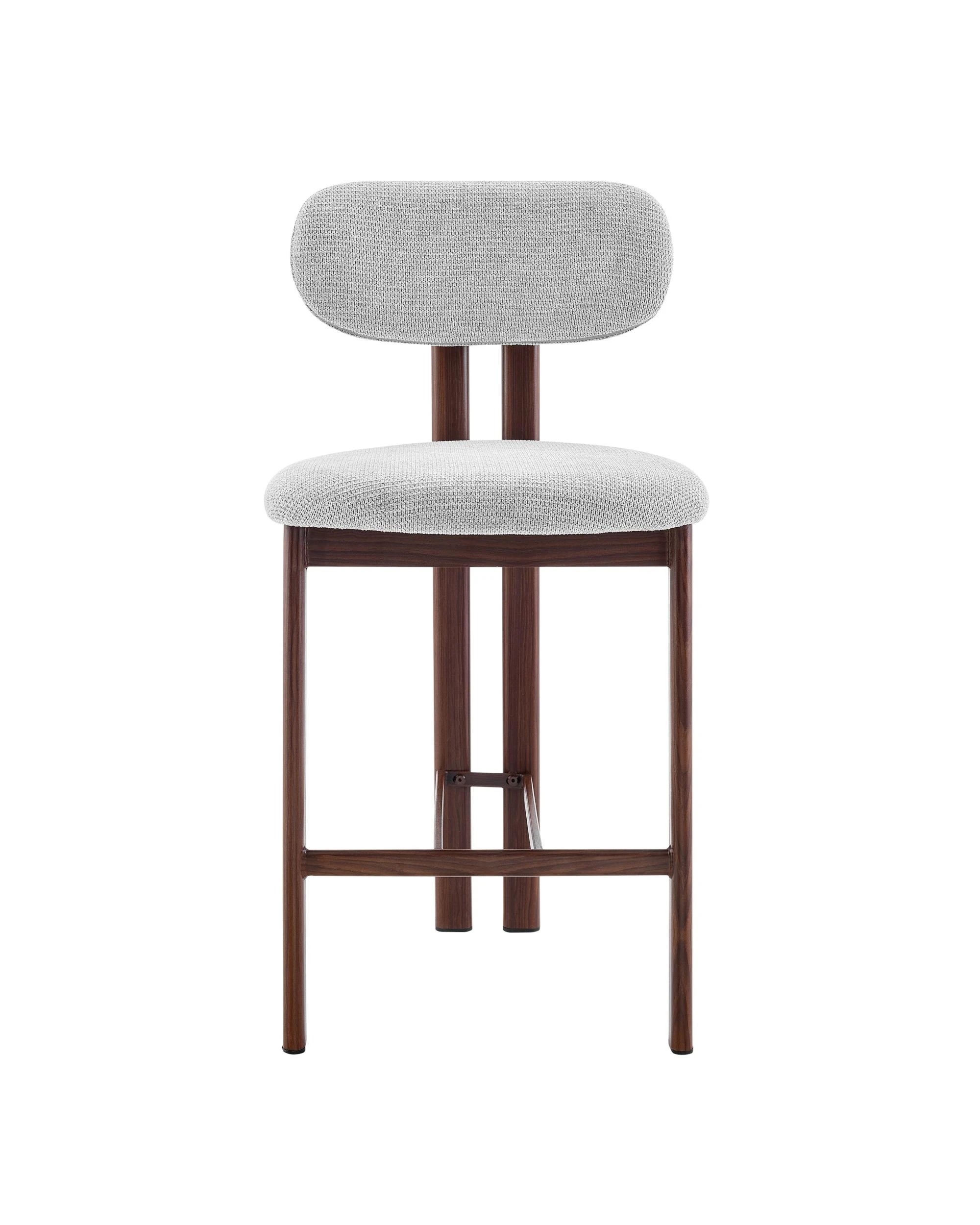 4 Kodu Dining Stools Pair (Set of Two) Grey and Walnut, 4 of 9