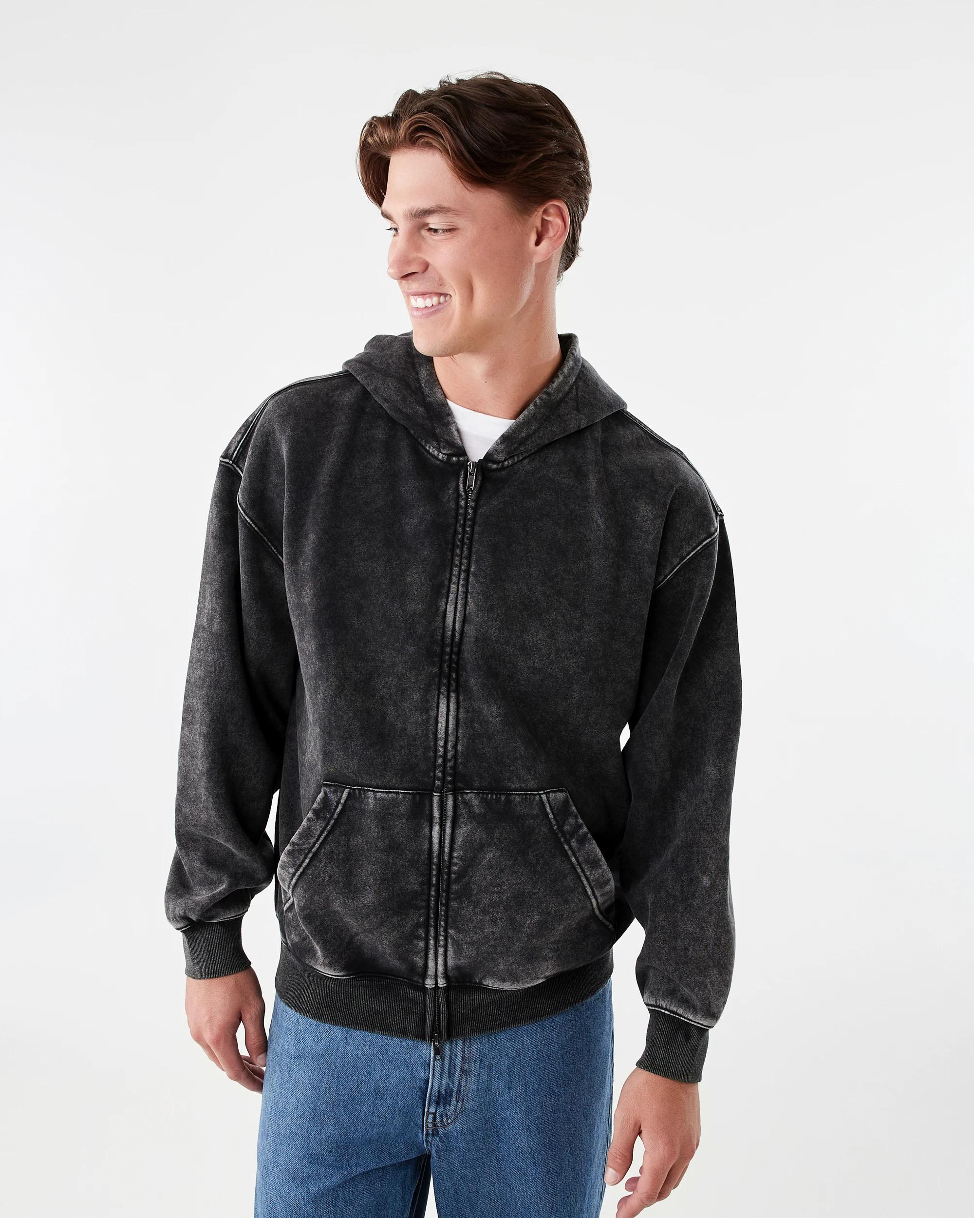 2 Boxy Zip Through Hoodie Black, 2 of 8