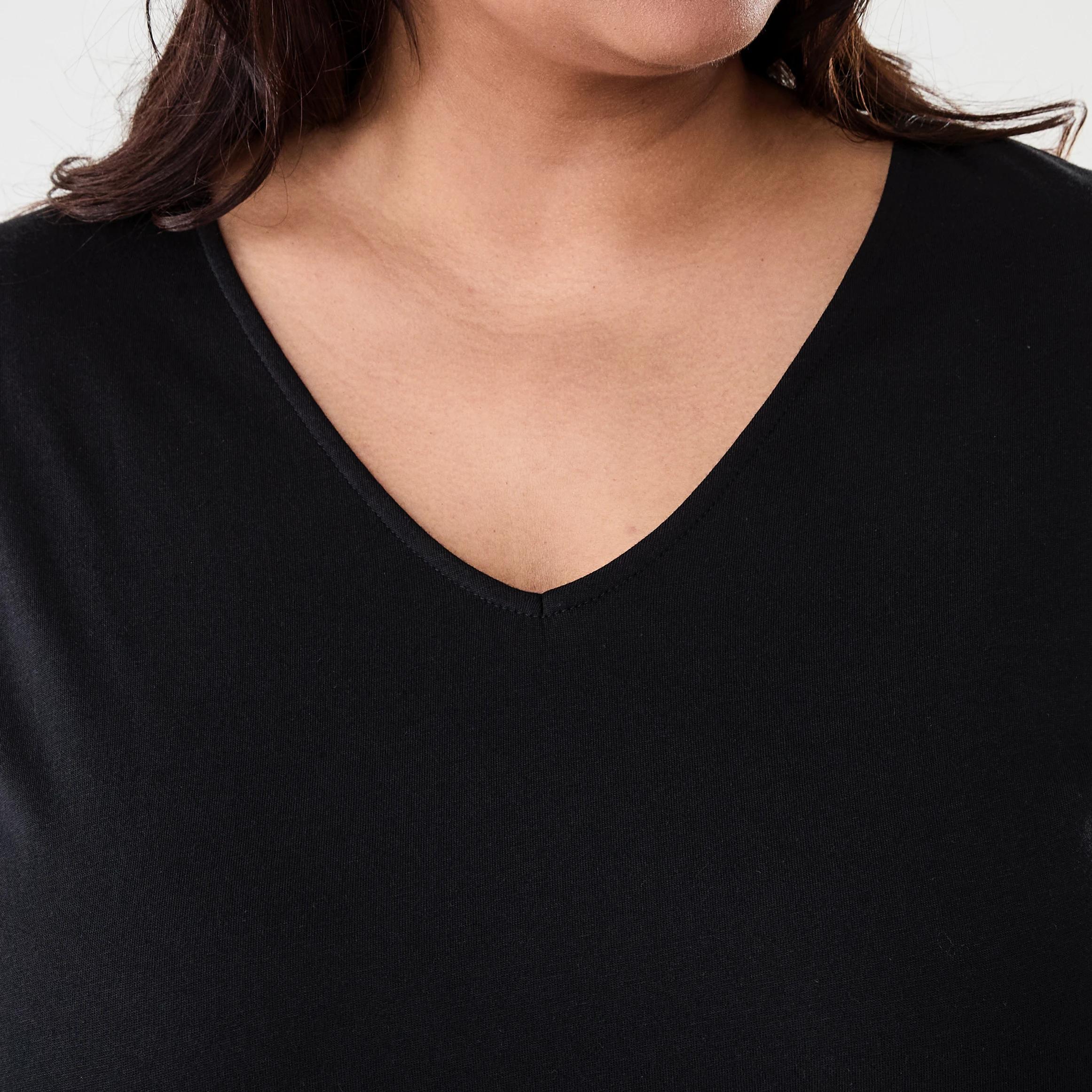 5 Curve Short Sleeve Frill Tier Knit Mini Dress Black, 5 of 9