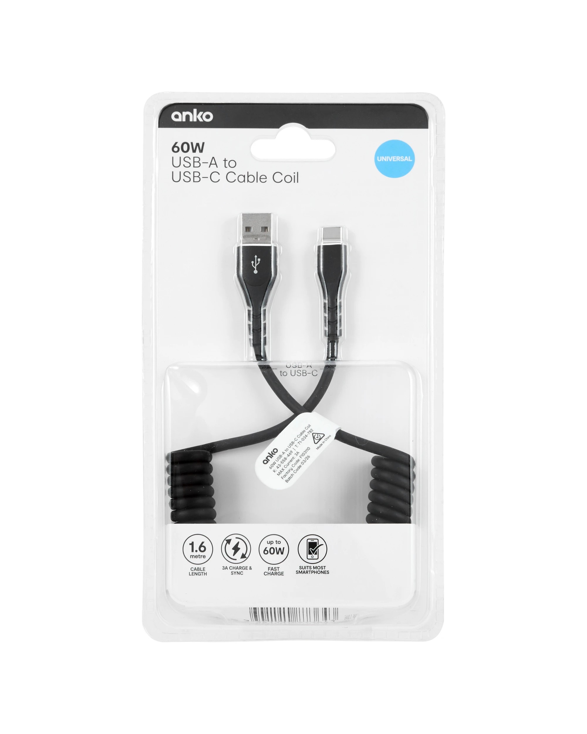 6 USB-A to USB-C Coil Cable, 6 of 6