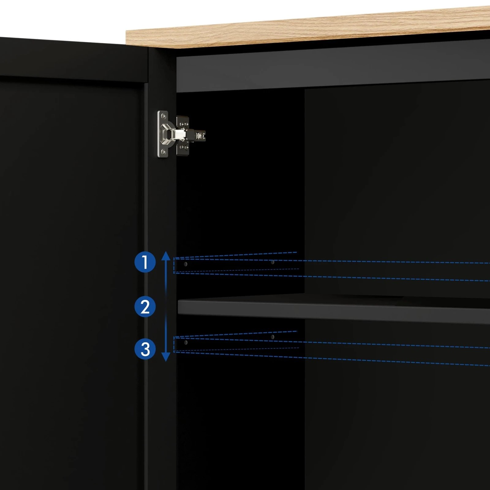 5 Alfordson 2x Buffet Sideboard Storage Cabinet Cupboard Kitchen Hallway Wardrobe - Black, 5 of 9