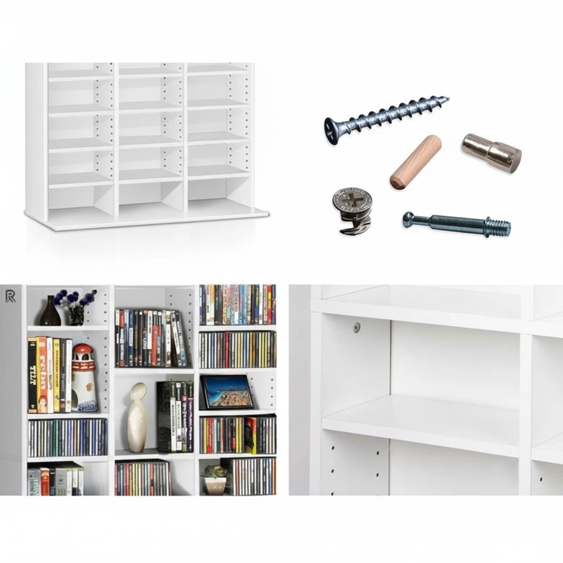 8 Artiss Bookshelf CD Storage Rack Media Tower Home Office Organizer Space Saving Decor Sturdy Easy Assembly - White, 8 of 10