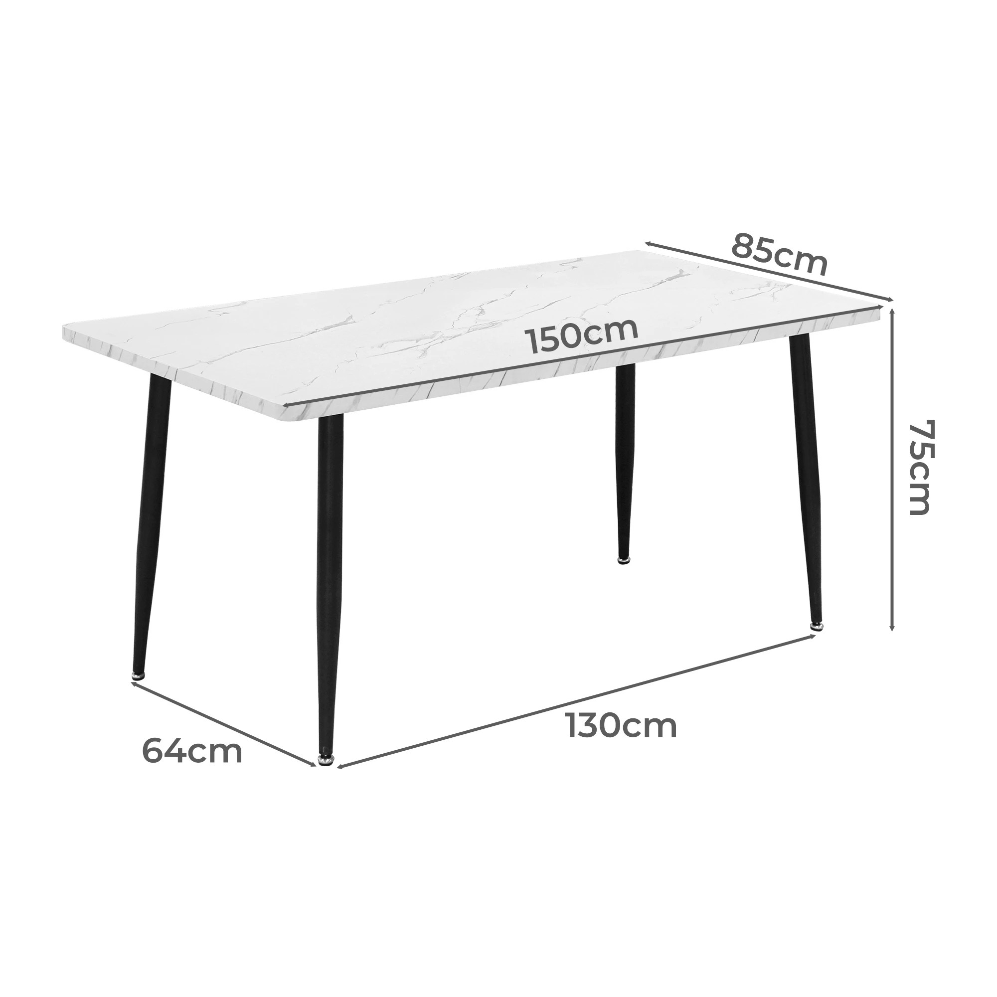 3 Levede Levede Marble Dining Table 150cm White, 3 of 6