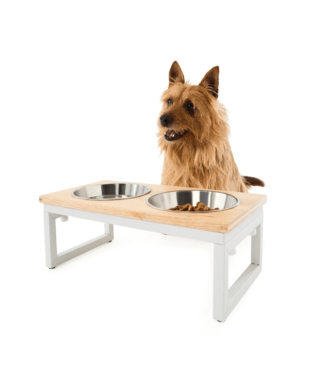 Pet Bowl Metal Wood Elev