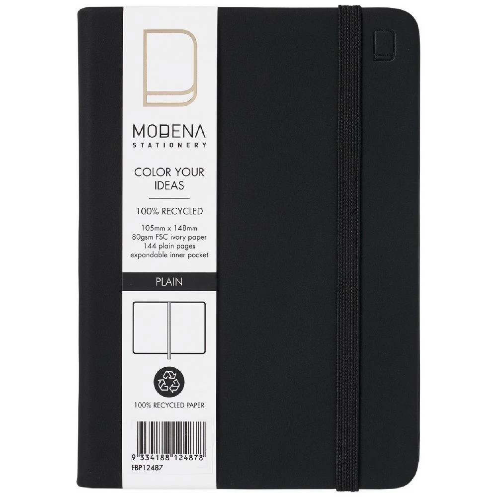 1 Modena A6 PU Plain Notebook Black, 1 of 5