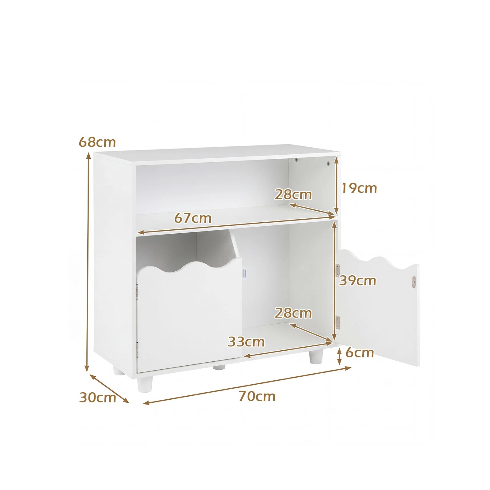 4 Costway Kids Bookshelf Bookcase Toy Storage Organizer 2-Door Cabinet - White, 4 of 5