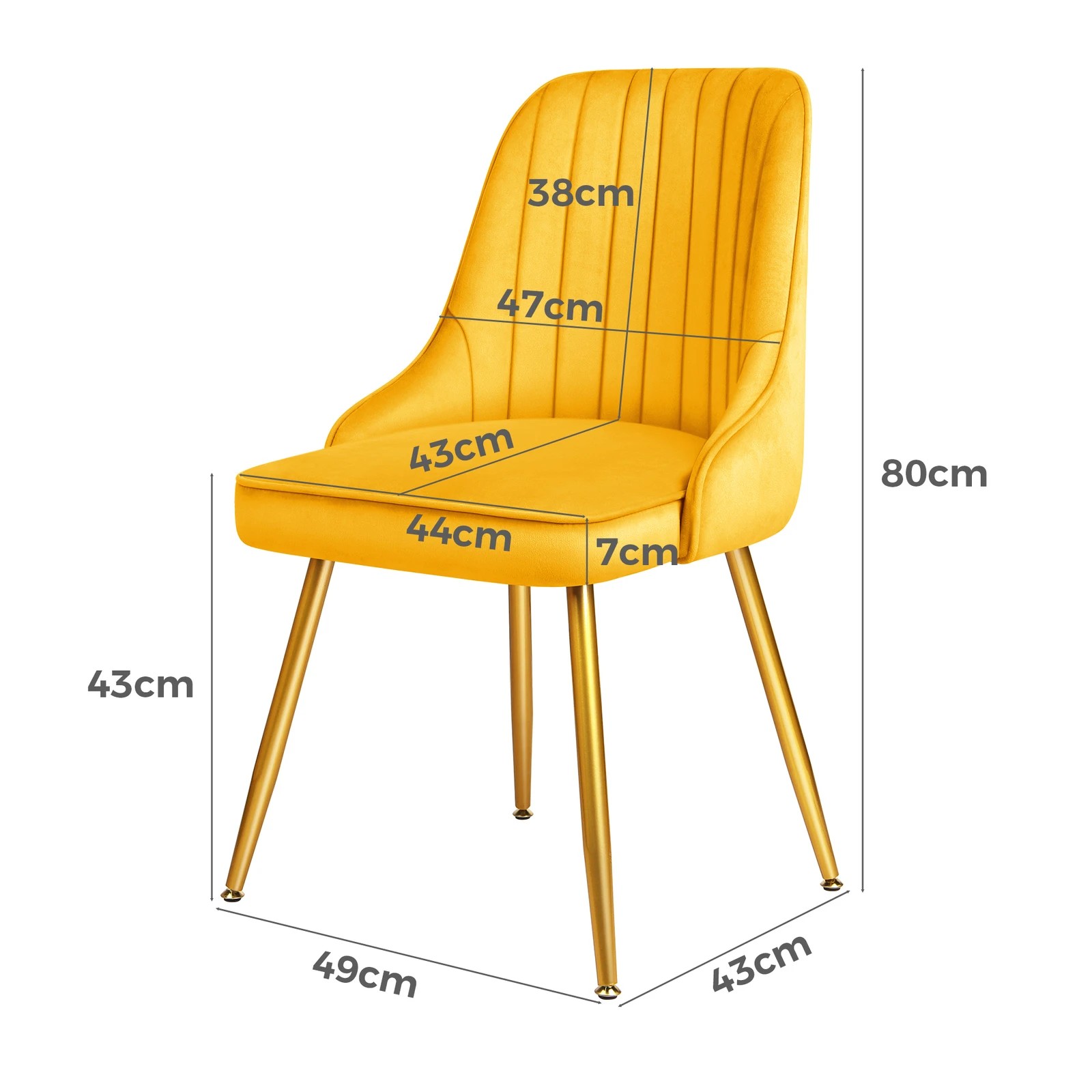 8 Alfordson 4x Dining Chairs Kitchen Accent Lounge Padded Tufted Seat Velvet - Yellow, 8 of 8