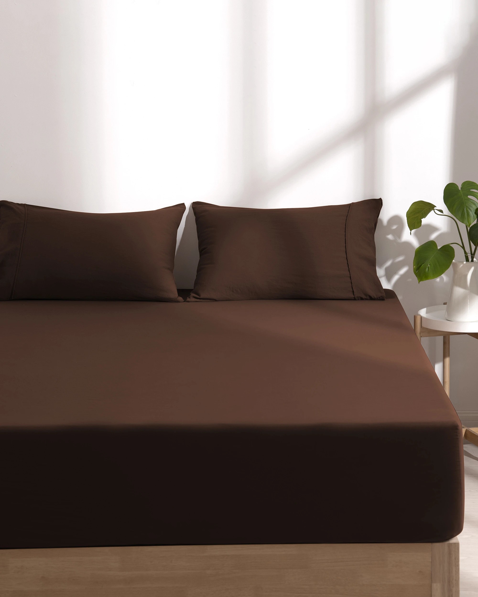 1 Dreamaker Superfine Washed Microfibre Combo Fitted Sheet Set - Long Single Bed - Chocolate, 1 of 10