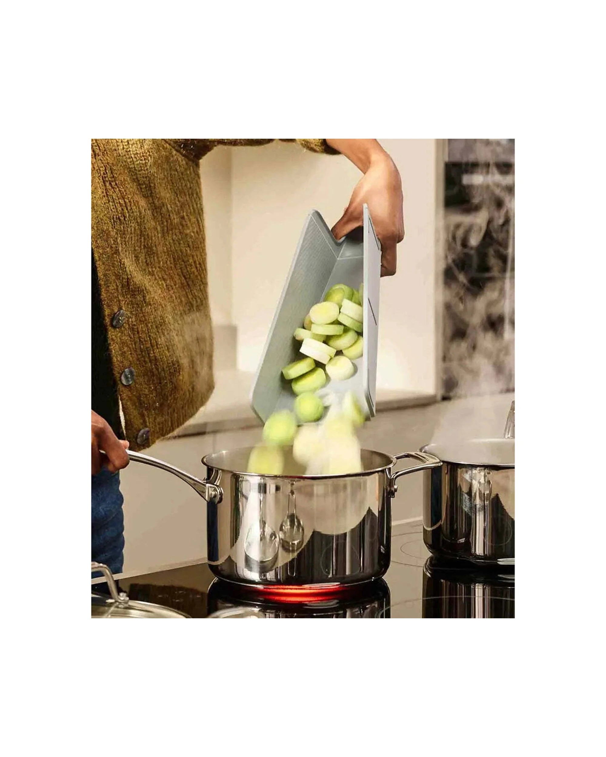 2 Joseph & Joseph Chop2Pot Plus Folding Chopping Board Regular Pale - Blue, 2 of 5