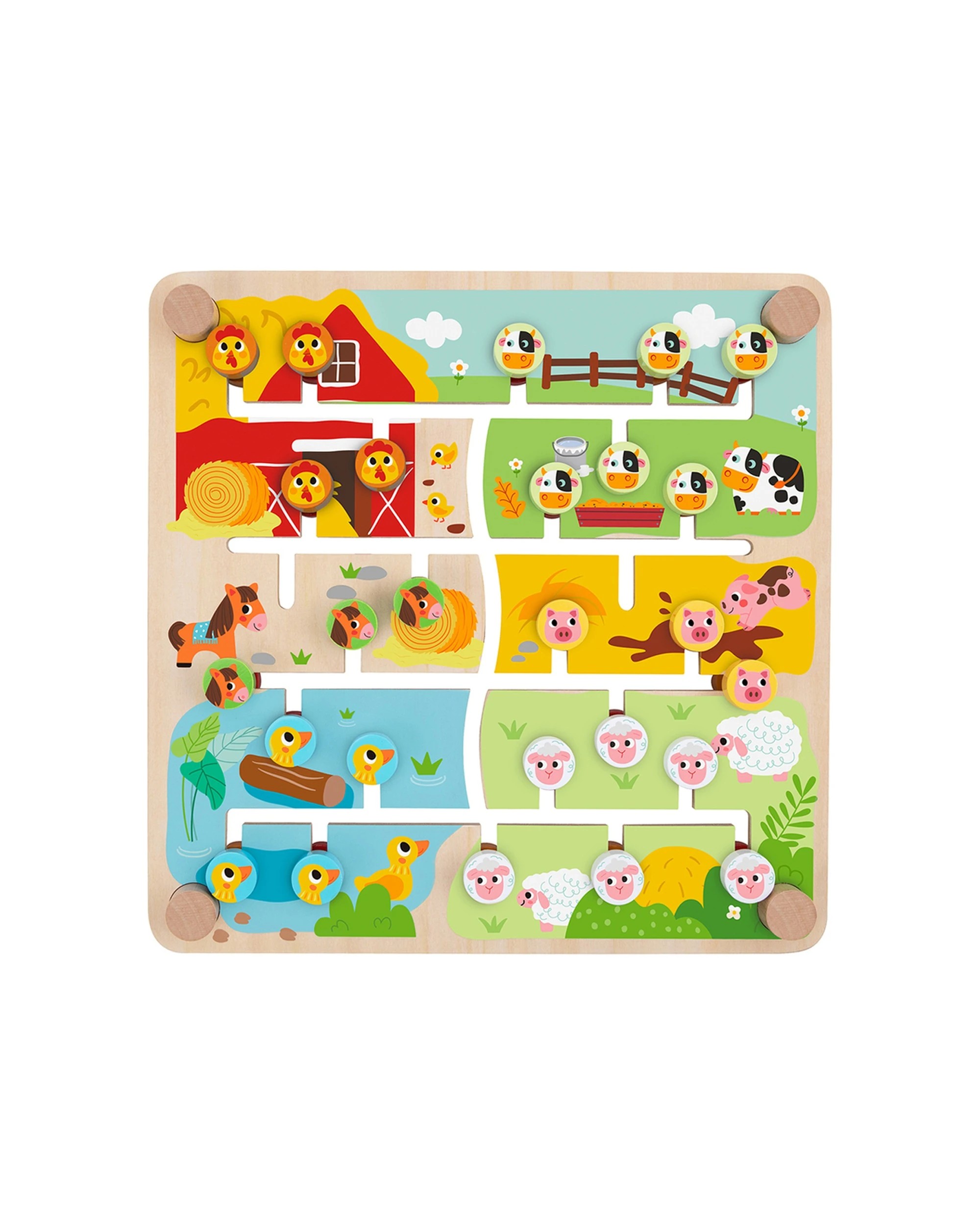 4 Tooky Toy Wooden Alphabet Farm Matching Maze Board Game Kids Fun Activity - Multi, 4 of 5