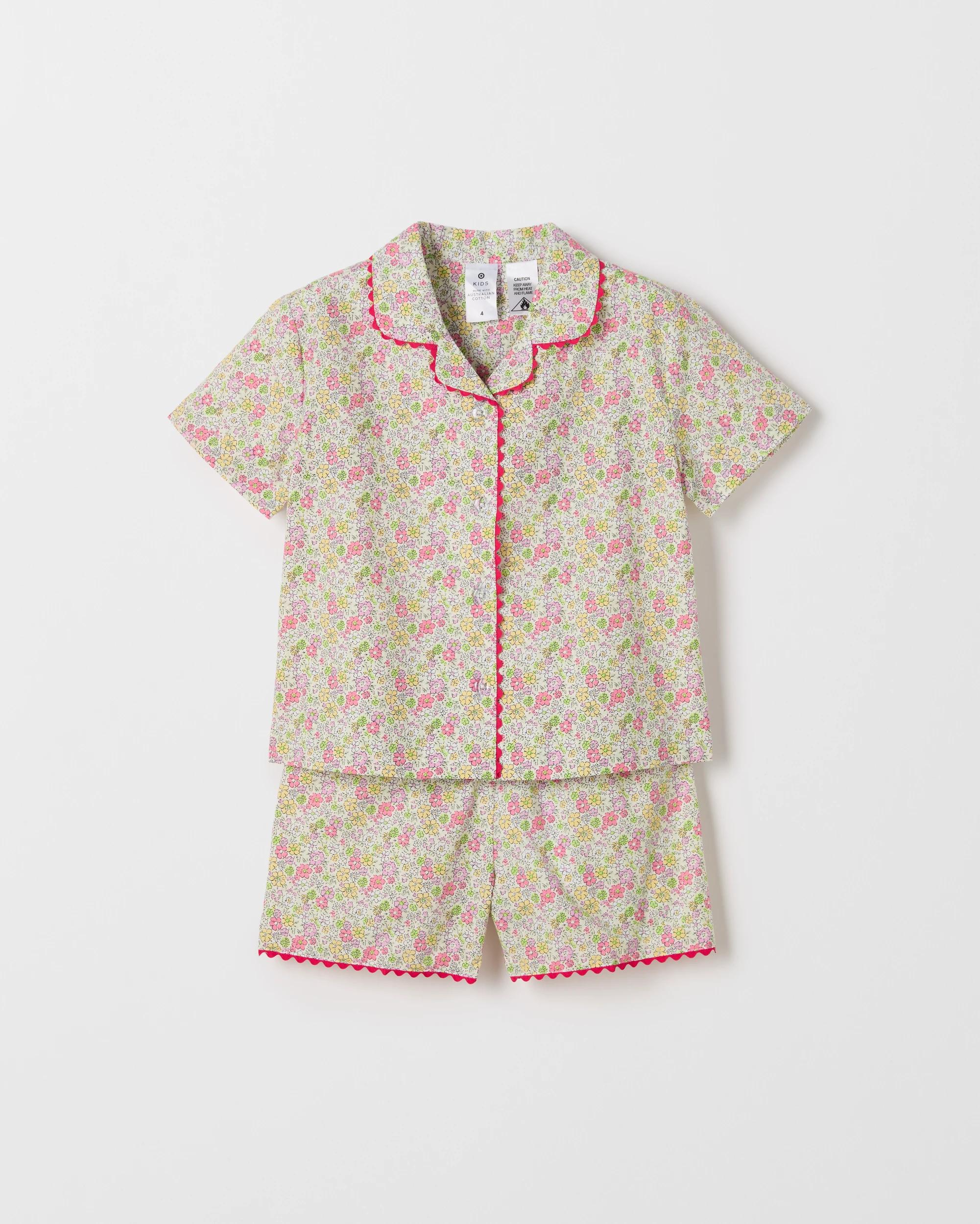 5 Target Kids Australian Cotton Younger Girls Ric Rac Shorts Pyjama Set FLORAL, 5 of 7