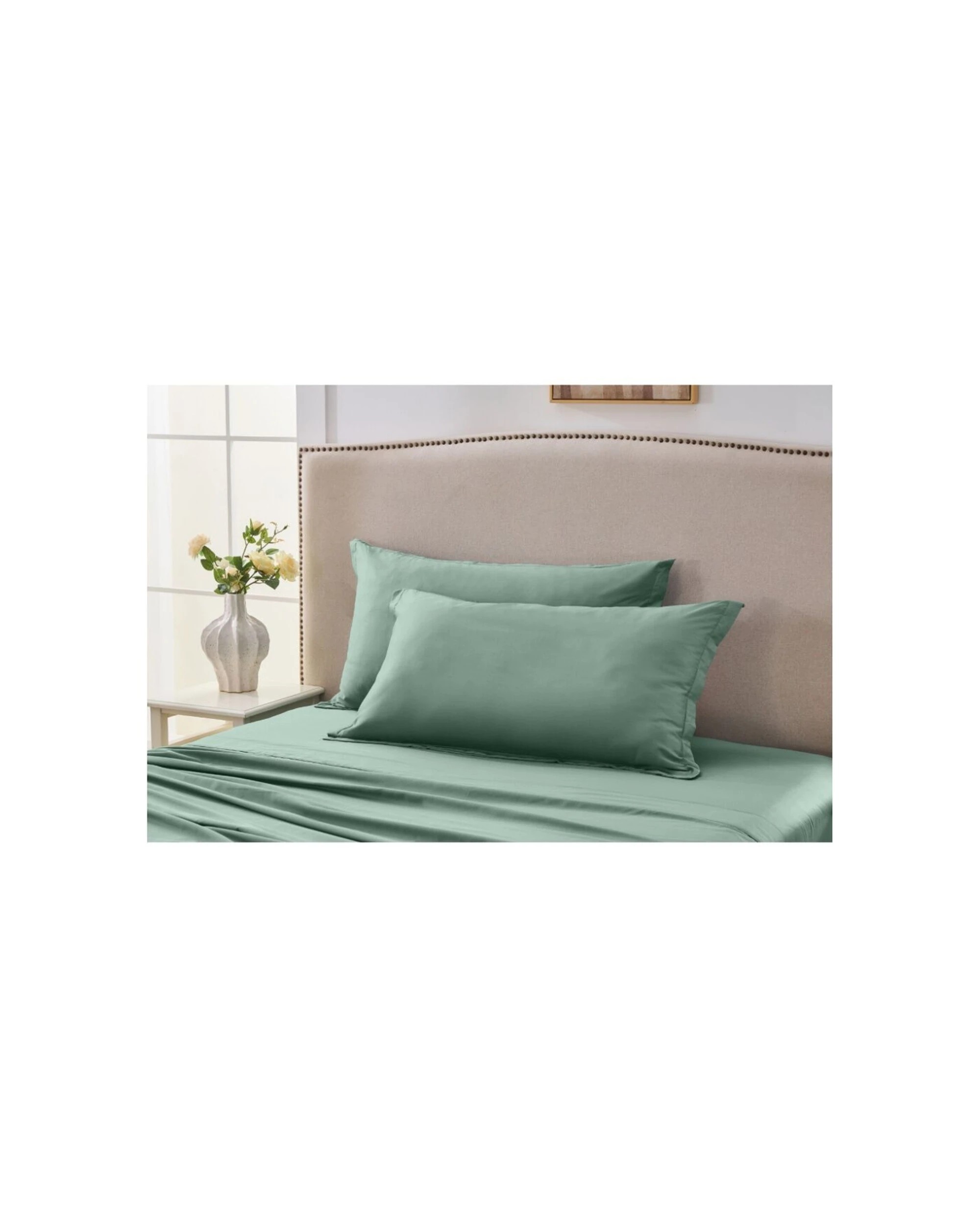 3 Grosvenor House Egyptian Cotton Tailored Pillowcase Slate 500TC - Green, 3 of 3