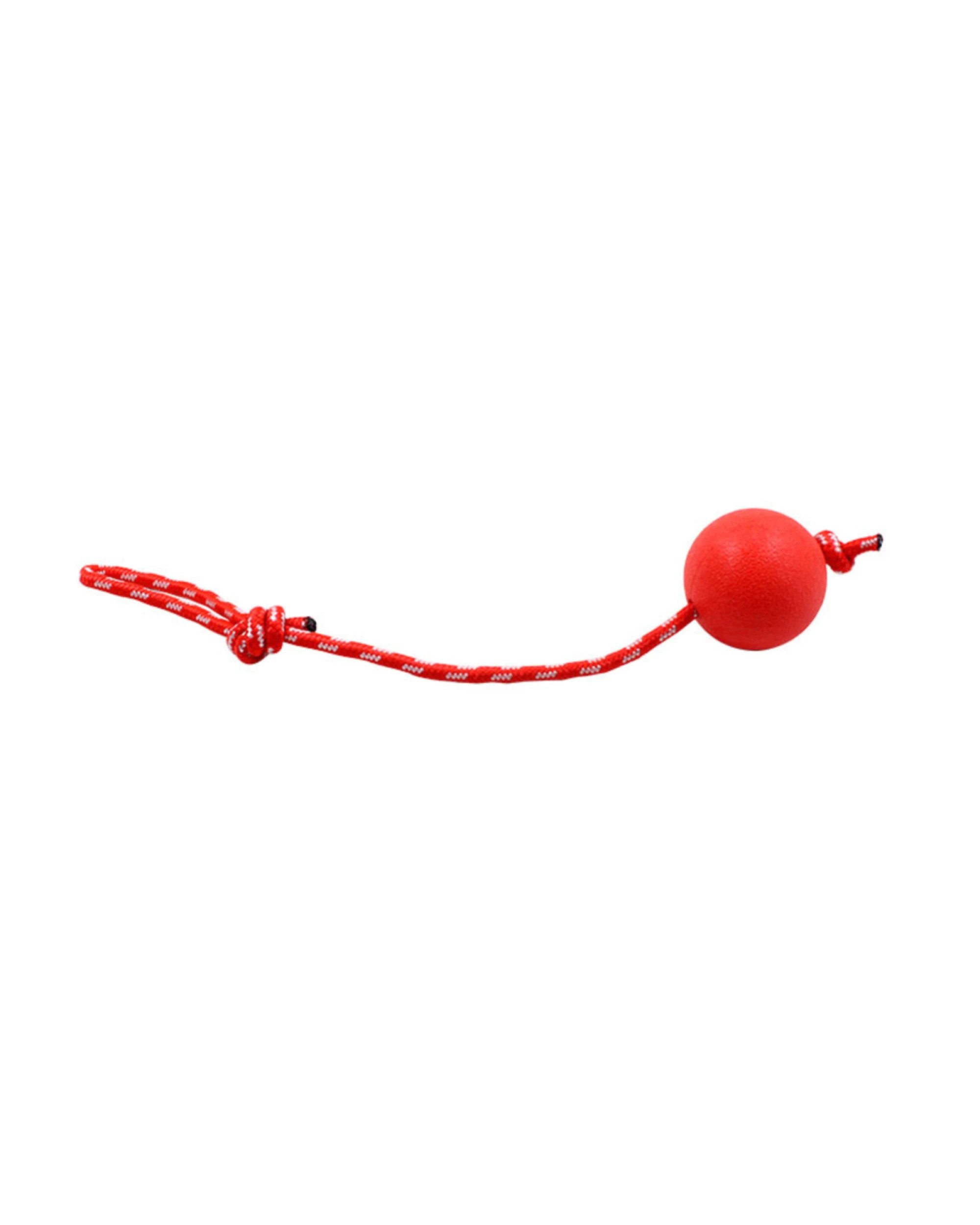 6 Br Pets Heavy Duty Dog Toy Rubber Ball W/ Rope Throw Tug Pull Tough Chew Strong In Red, 6 of 6