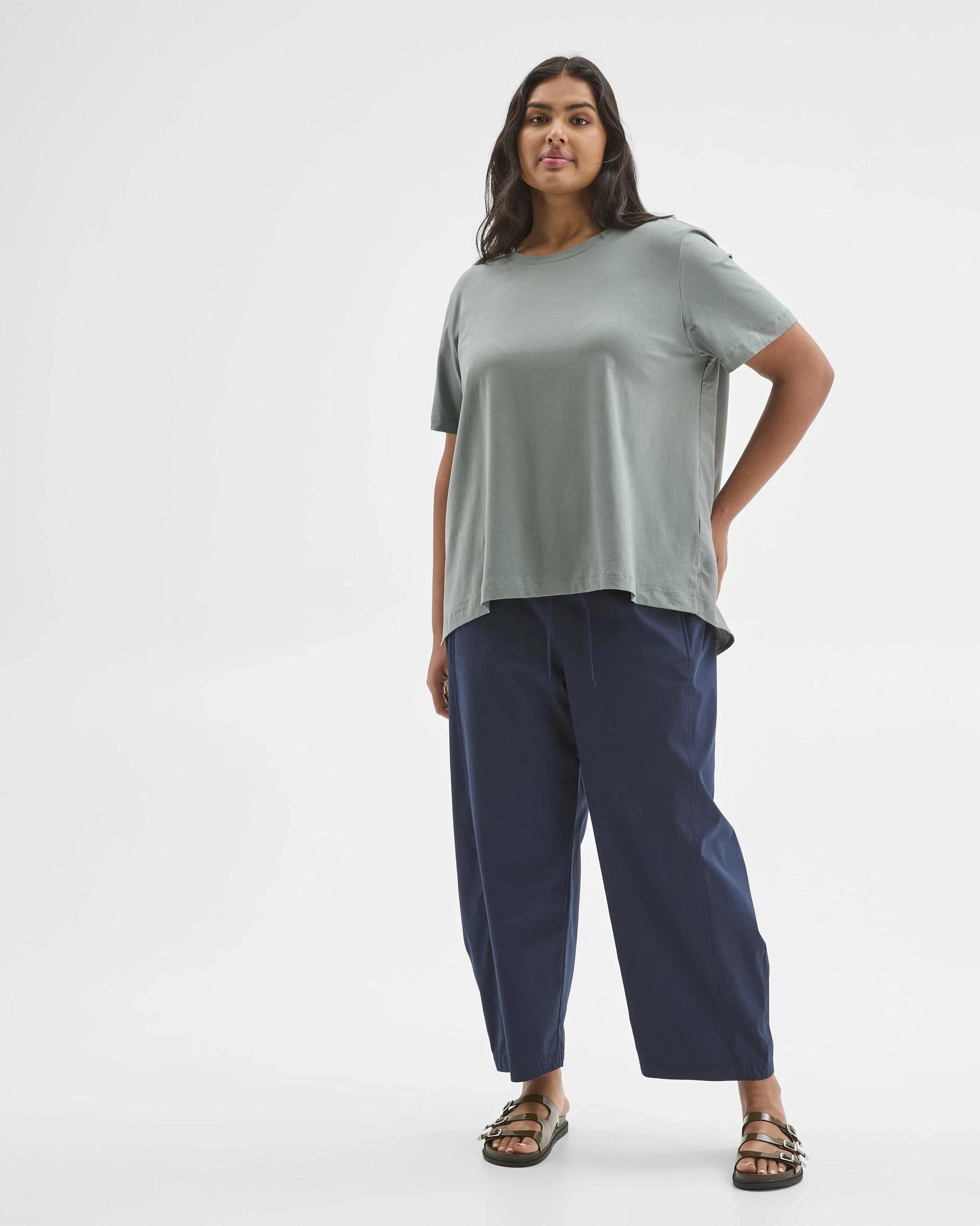 3 Target Curve Plus Size Australian Cotton Blend Knit/Woven Top DUSTY KHAKI, 3 of 5