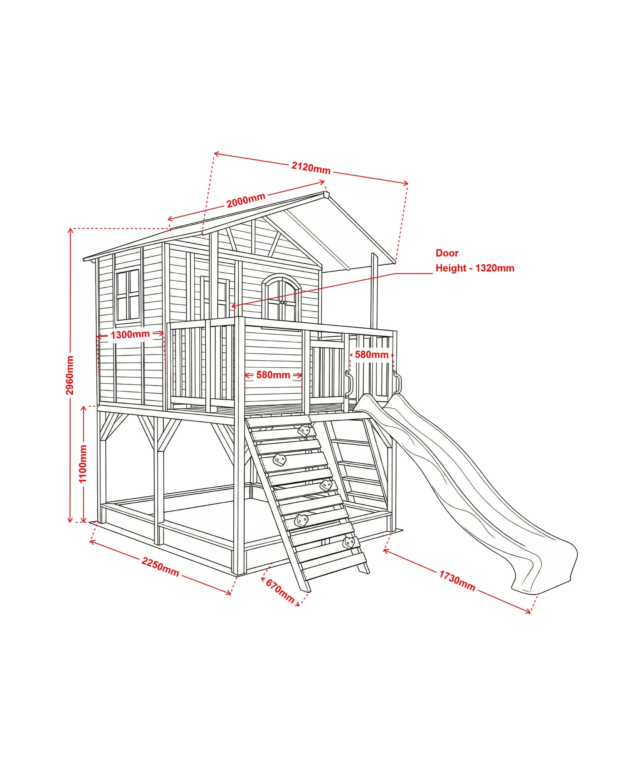 2 Hide & Seek Kids Marlie Cubby House with 2.2m Slide - Pearl Blue, 2 of 5