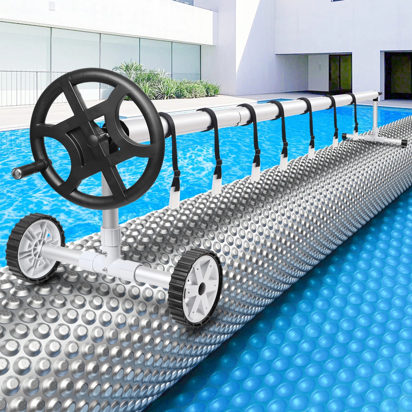 2 Alfordson Pool Cover 500 Micron 7X3.5M Solar Blanket Swimming 4.5M Roller - Silver, 2 of 9