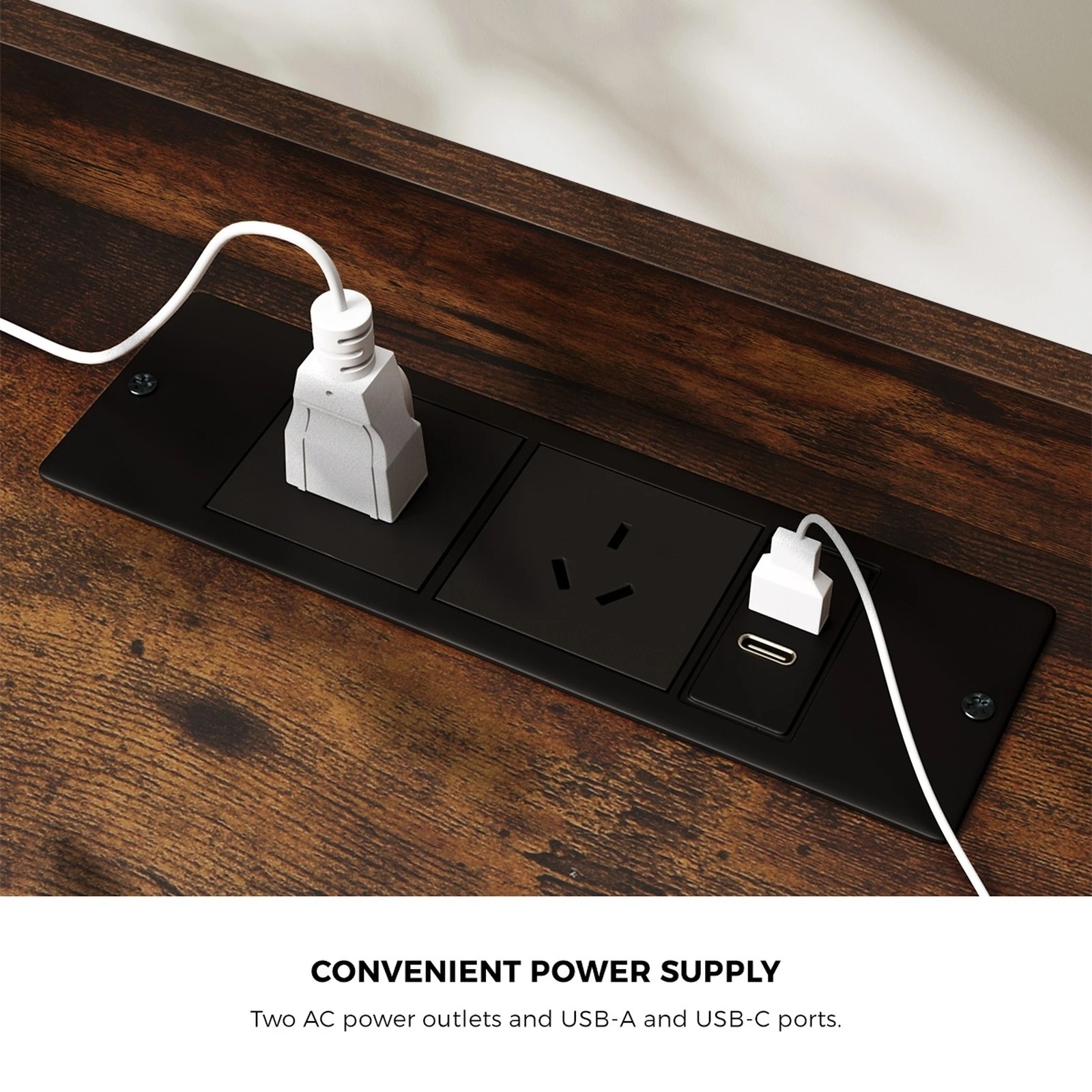 5 Oikiture Bedside Table Led Nightstand Usb Charging Station
 - Charcoal, 5 of 10